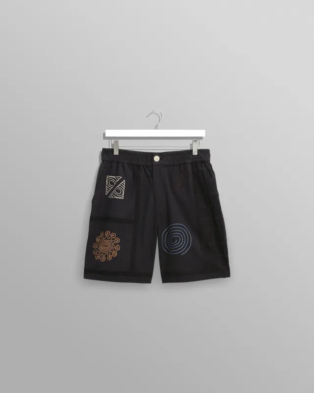 Kurt - Navy Doodle Embroidered Shorts sold by Wax London