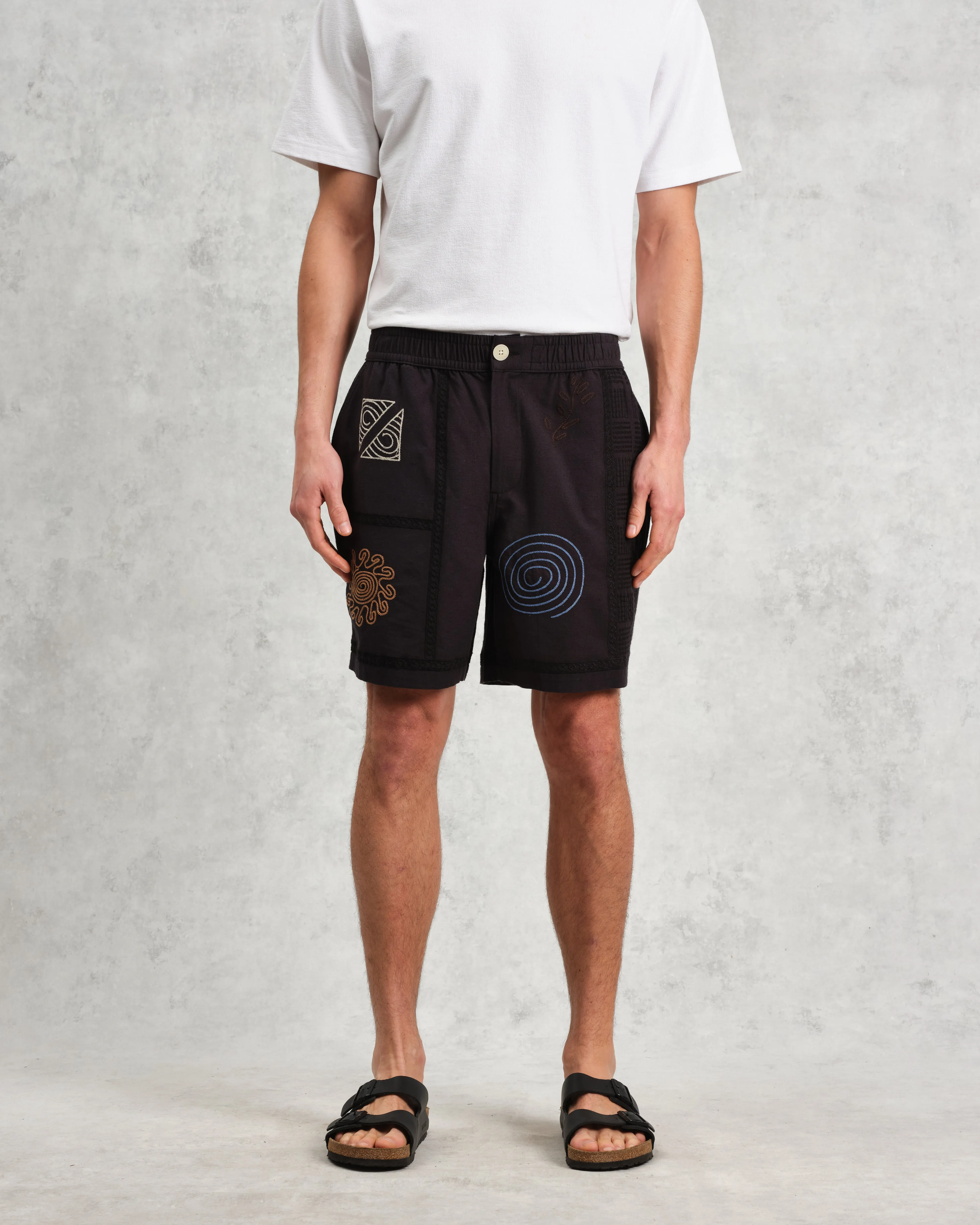 Kurt - Navy Doodle Embroidered Shorts sold by Wax London product image thumbnail 4