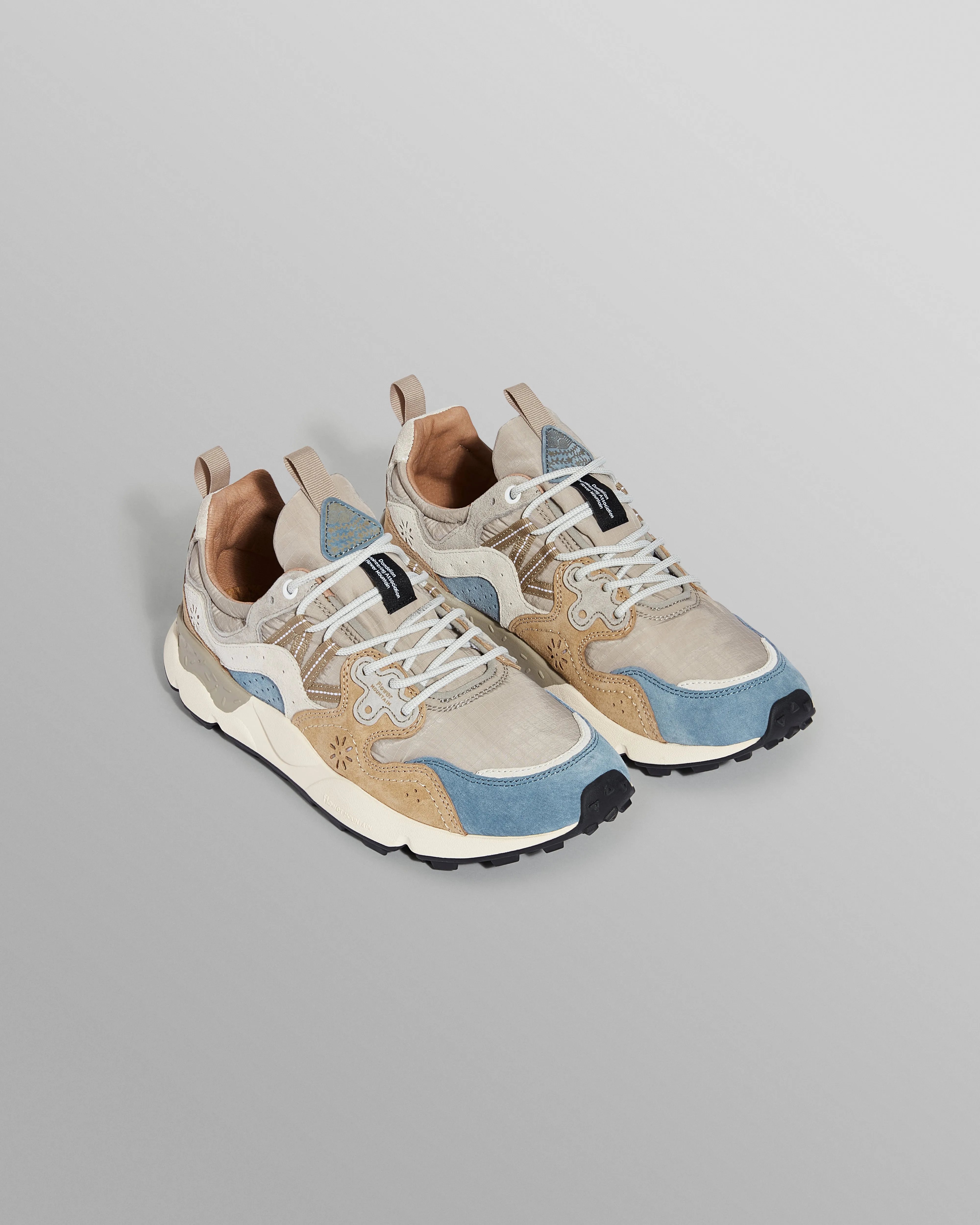 Flower Mountain YAMANO 3 - Grey And Blue Suede And Nylon-Ripstop Trainers sold by Wax London product image thumbnail 4