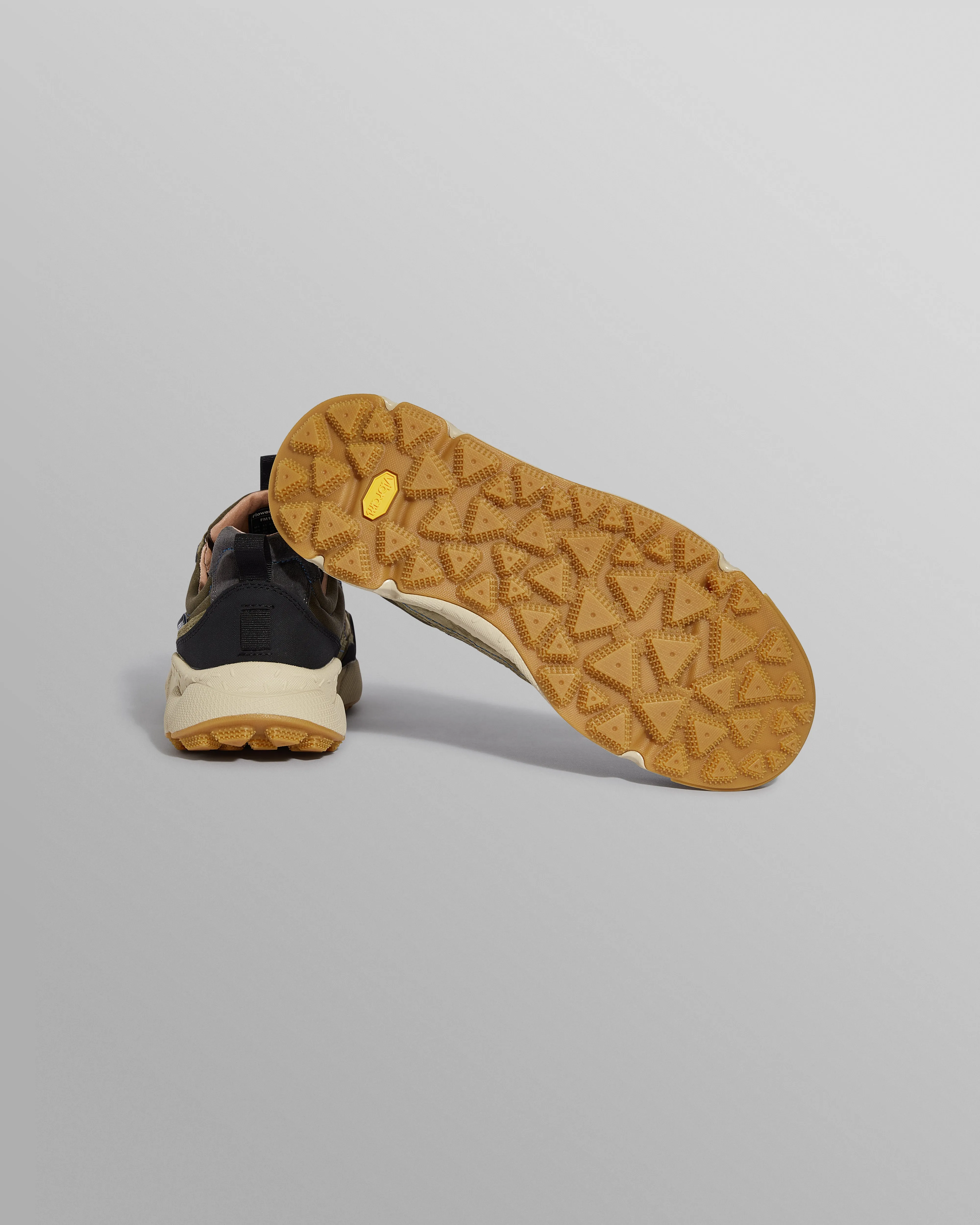 Flower Mountain IWANO 2 - Khaki And Black Waterproof Eco Suede And Nylon Trainers sold by Wax London product image thumbnail 3