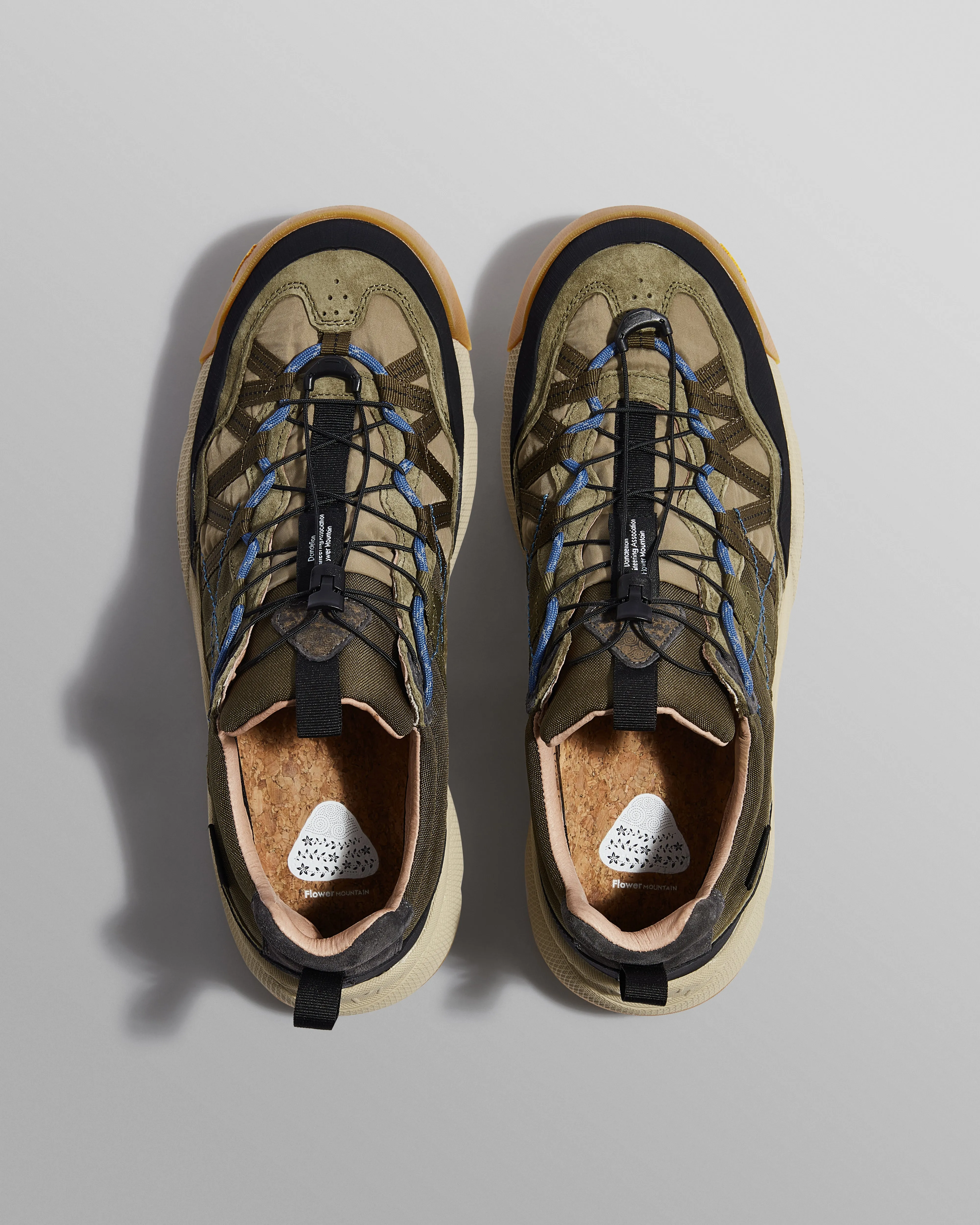 Flower Mountain IWANO 2 - Khaki And Black Waterproof Eco Suede And Nylon Trainers sold by Wax London product image thumbnail 2