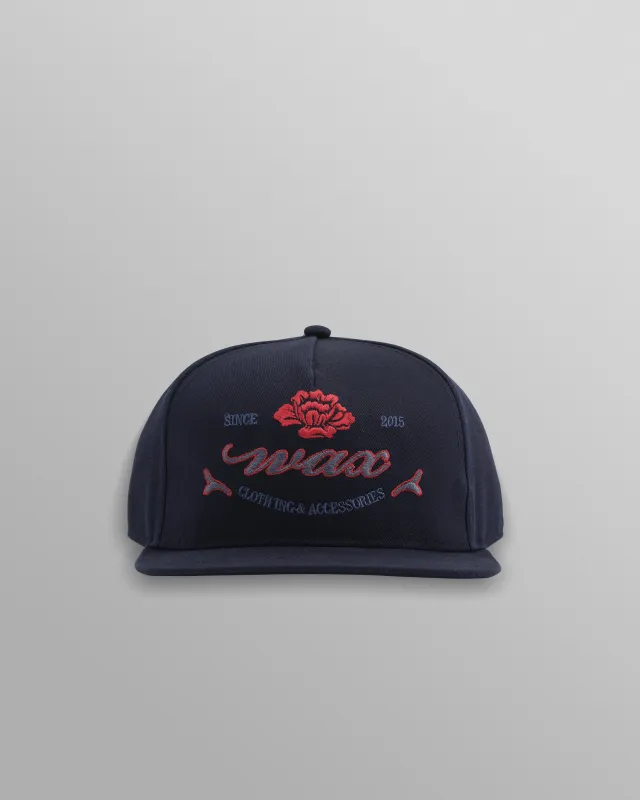Farrell - Navy Cotton Trucker Cap made by Wax London