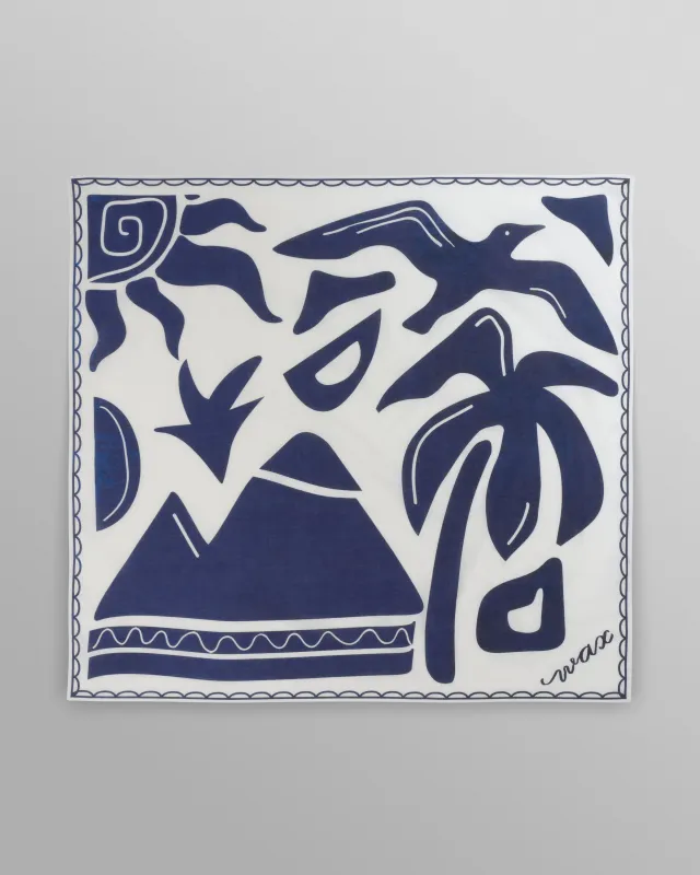 Sloane - Navy And Ecru Scenic Neck Scarf sold by Wax London