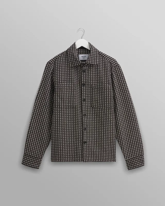 Whiting - Black And Ecru Frome Overshirt sold by Wax London