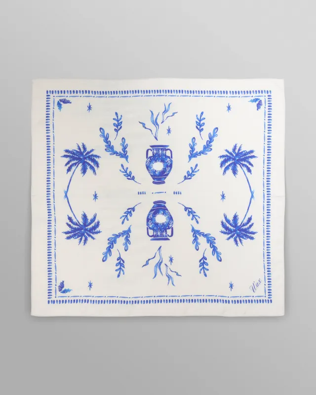 Sloane - White And Blue Doodle Neck Scarf sold by Wax London