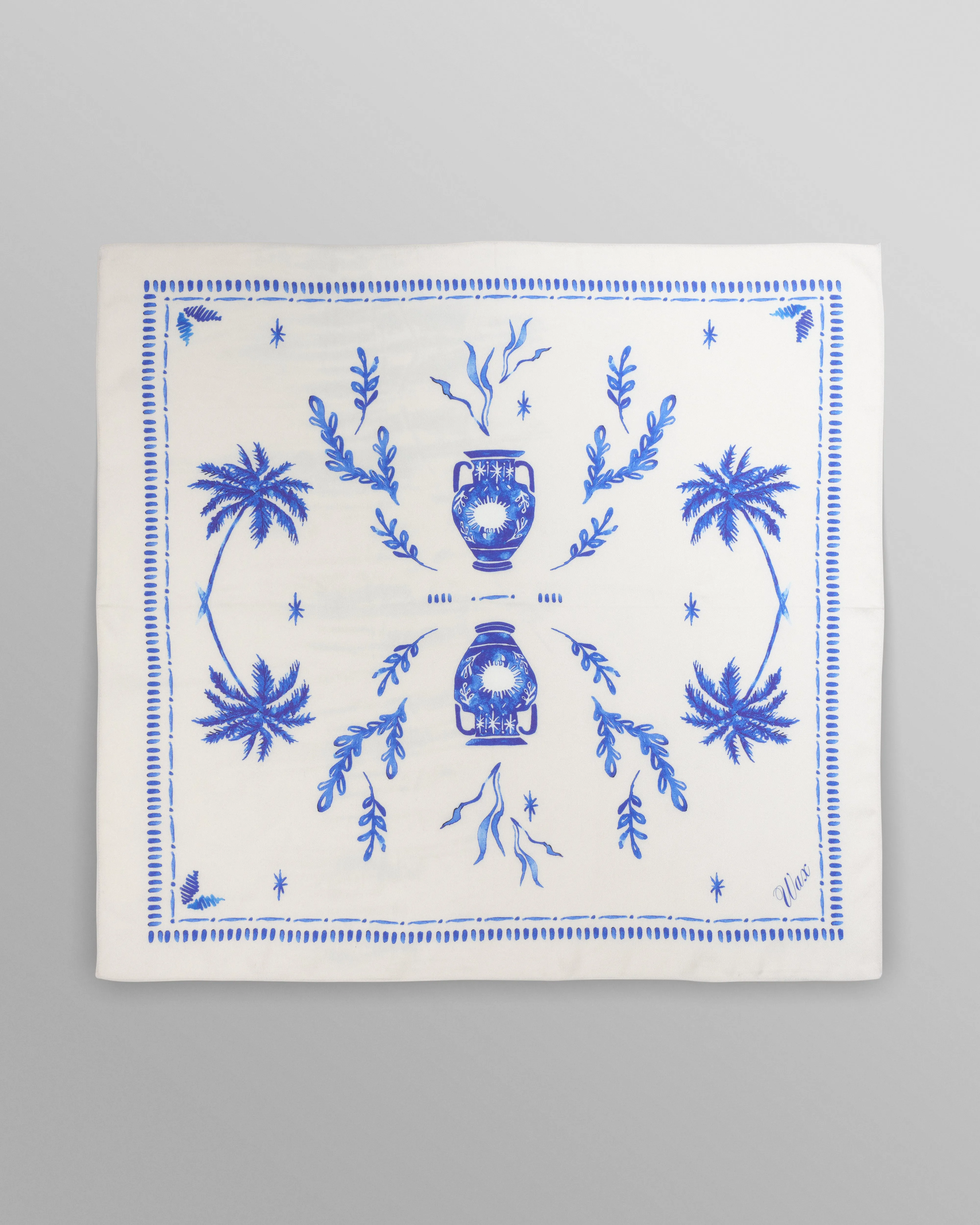 Sloane - White And Blue Doodle Neck Scarf sold by Wax London