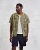 Didcot - Khaki Hawaiian Embroidered Short-Sleeve Shirt sold by Wax London