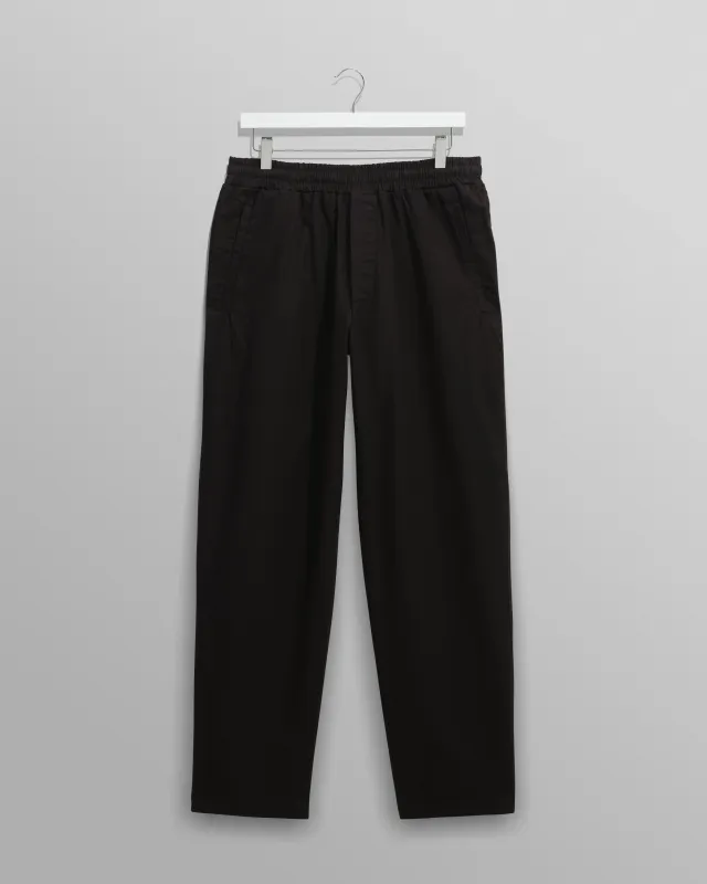 Tyne - Black Cotton-Linen Ripstop Trousers sold by Wax London