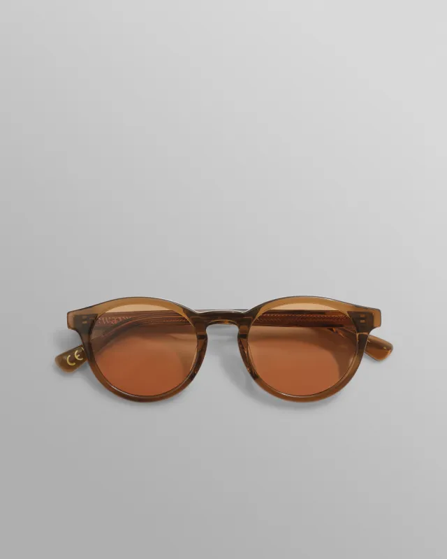 Fulham - Treacle Brown Acetate Round Sunglasses made by Wax London