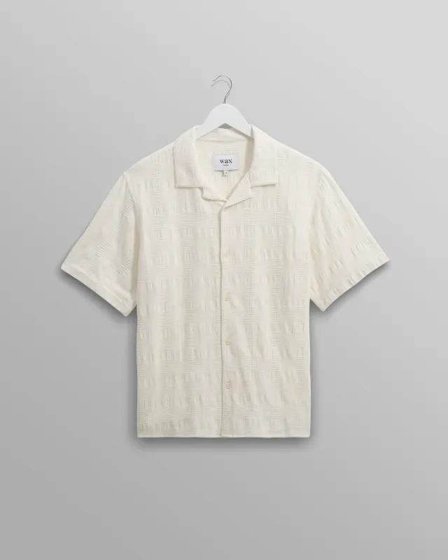 Didcot - Ecru Waffle Seersucker Cotton Short-Sleeve Shirt sold by Wax London