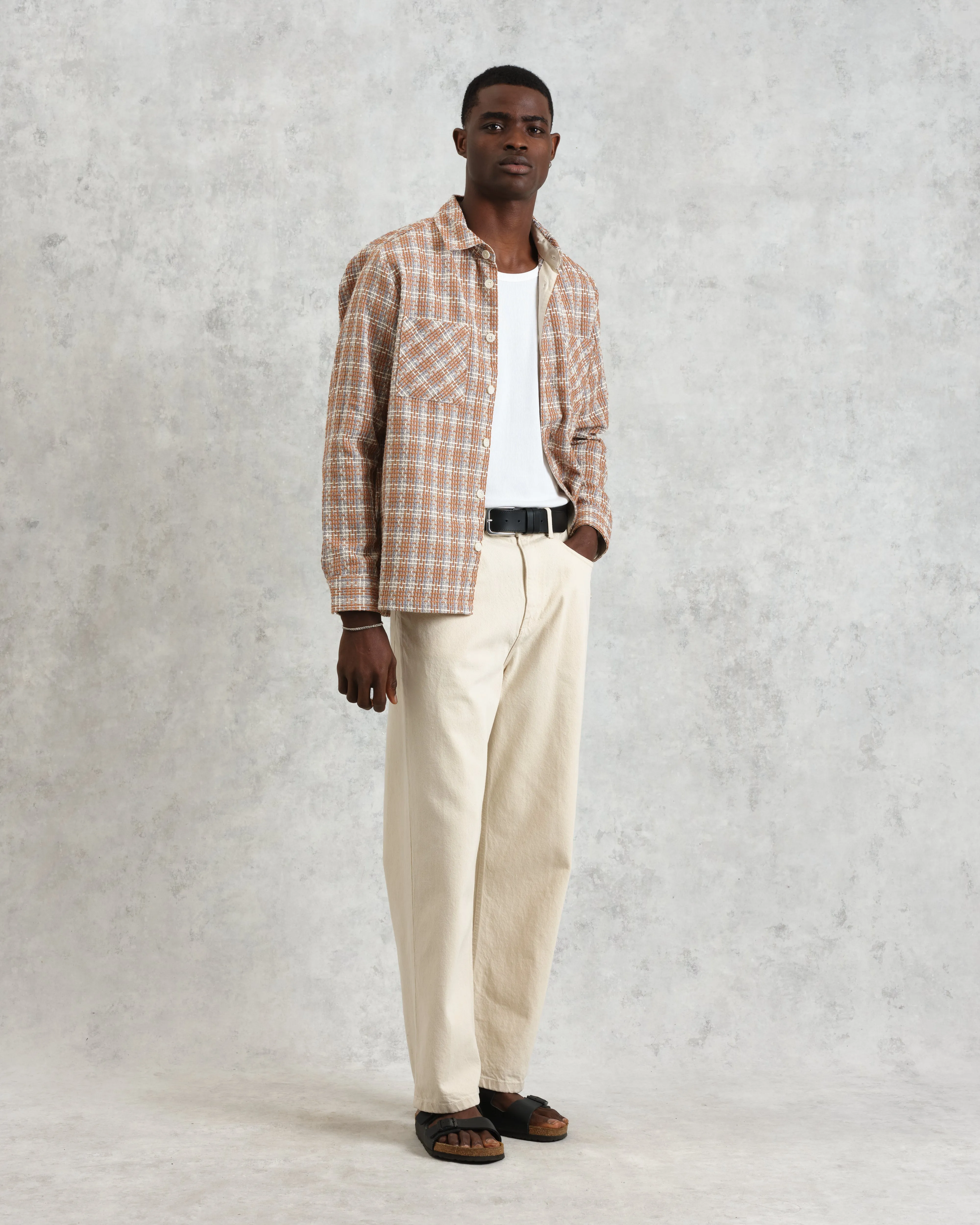 Whiting - Tan And Multicolour Ladder Check Overshirt sold by Wax London product image thumbnail 4