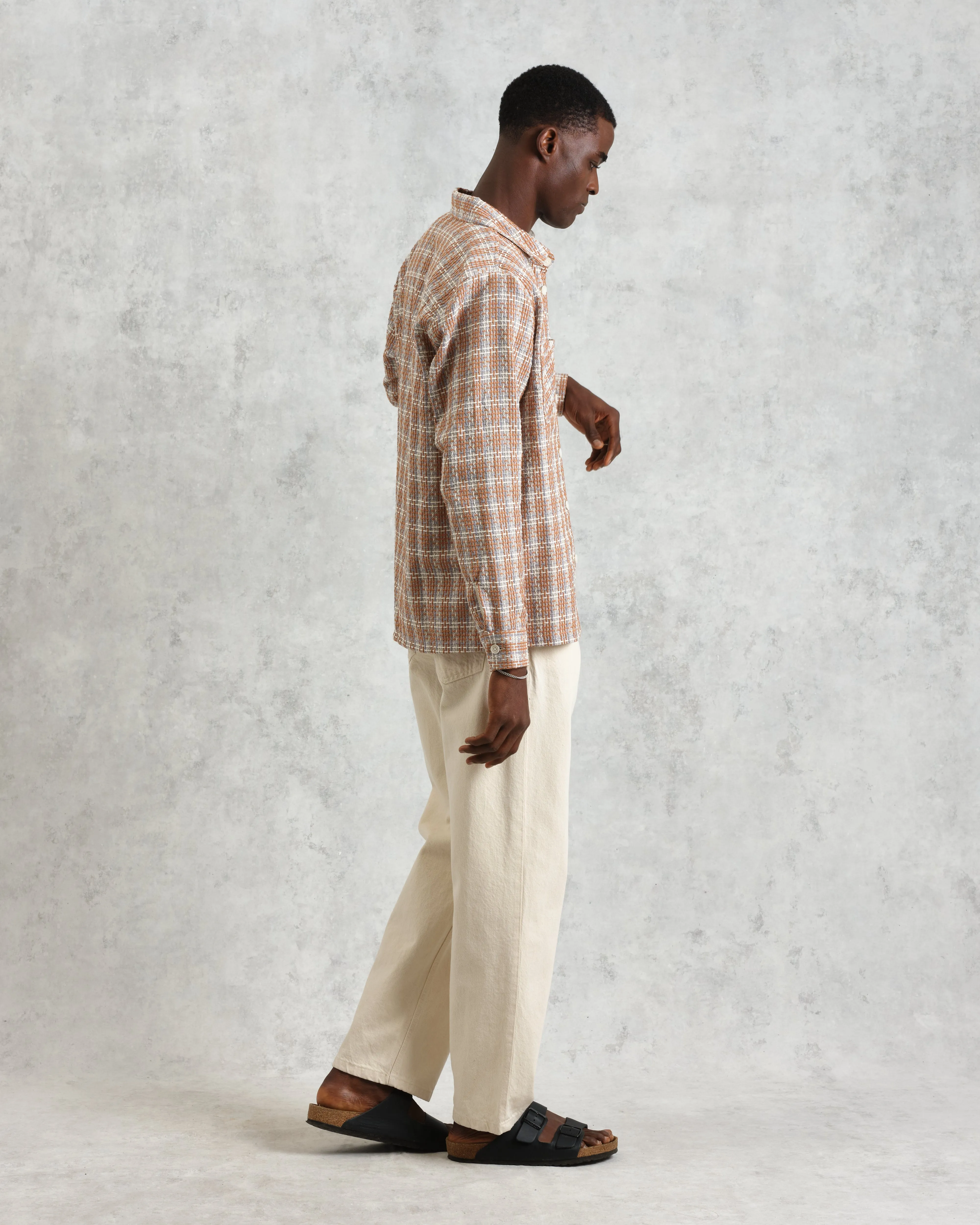 Whiting - Tan And Multicolour Ladder Check Overshirt sold by Wax London product image thumbnail 5