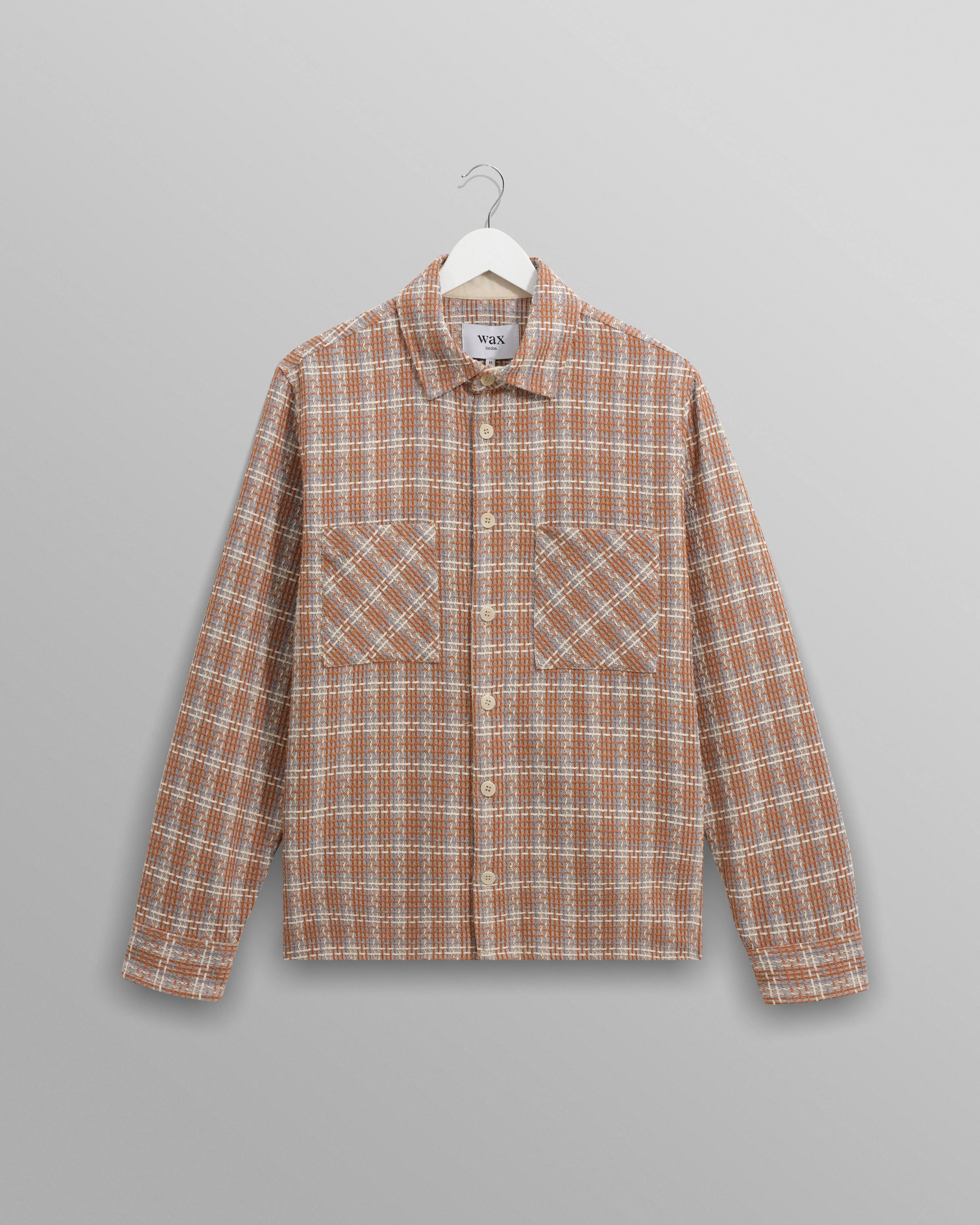 Whiting - Tan And Multicolour Ladder Check Overshirt sold by Wax London