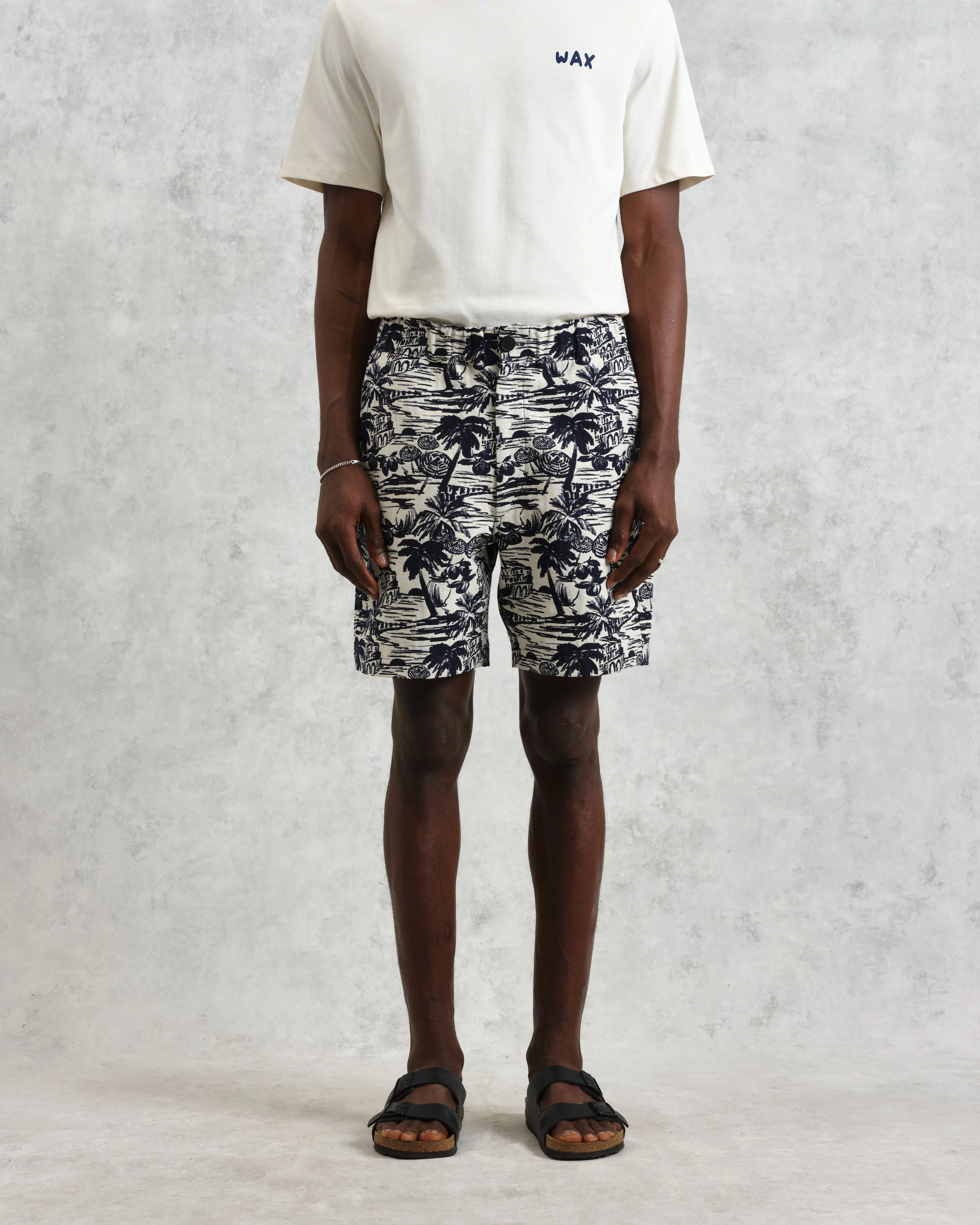 Kurt - Navy And Ecru Beach Jacquard Shorts sold by Wax London product image thumbnail 3