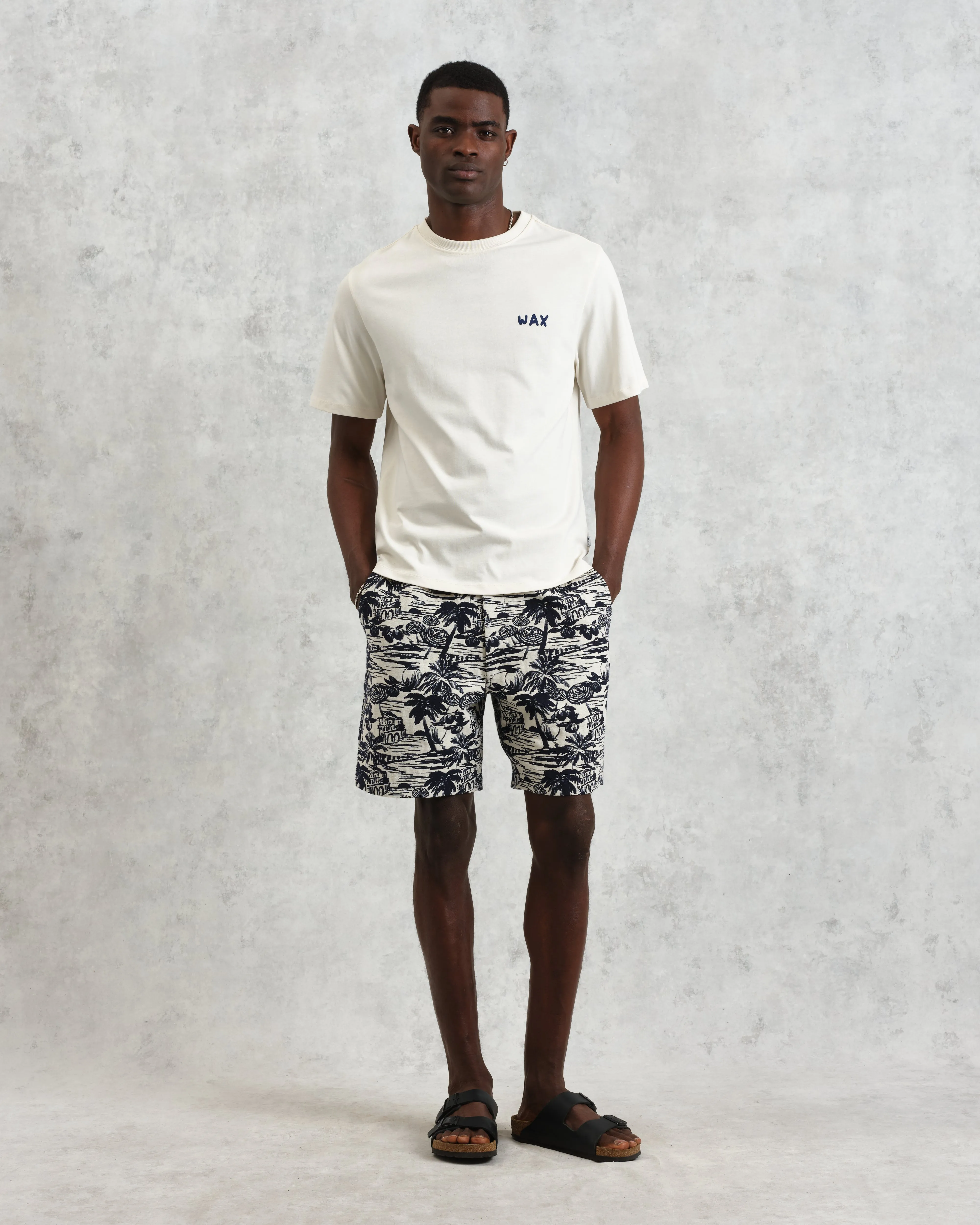 Kurt - Navy And Ecru Beach Jacquard Shorts sold by Wax London product image thumbnail 2