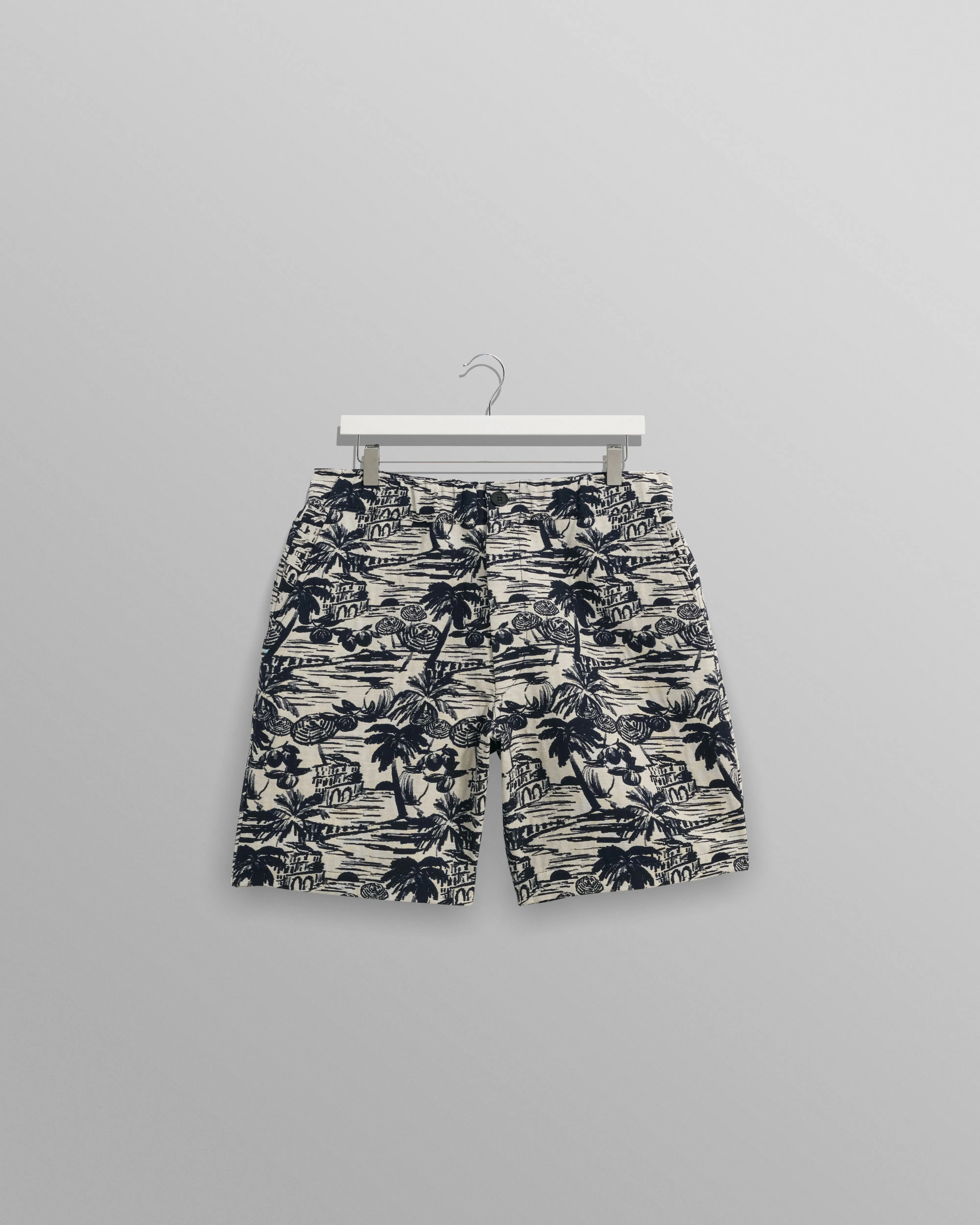 Kurt - Navy And Ecru Beach Jacquard Shorts sold by Wax London