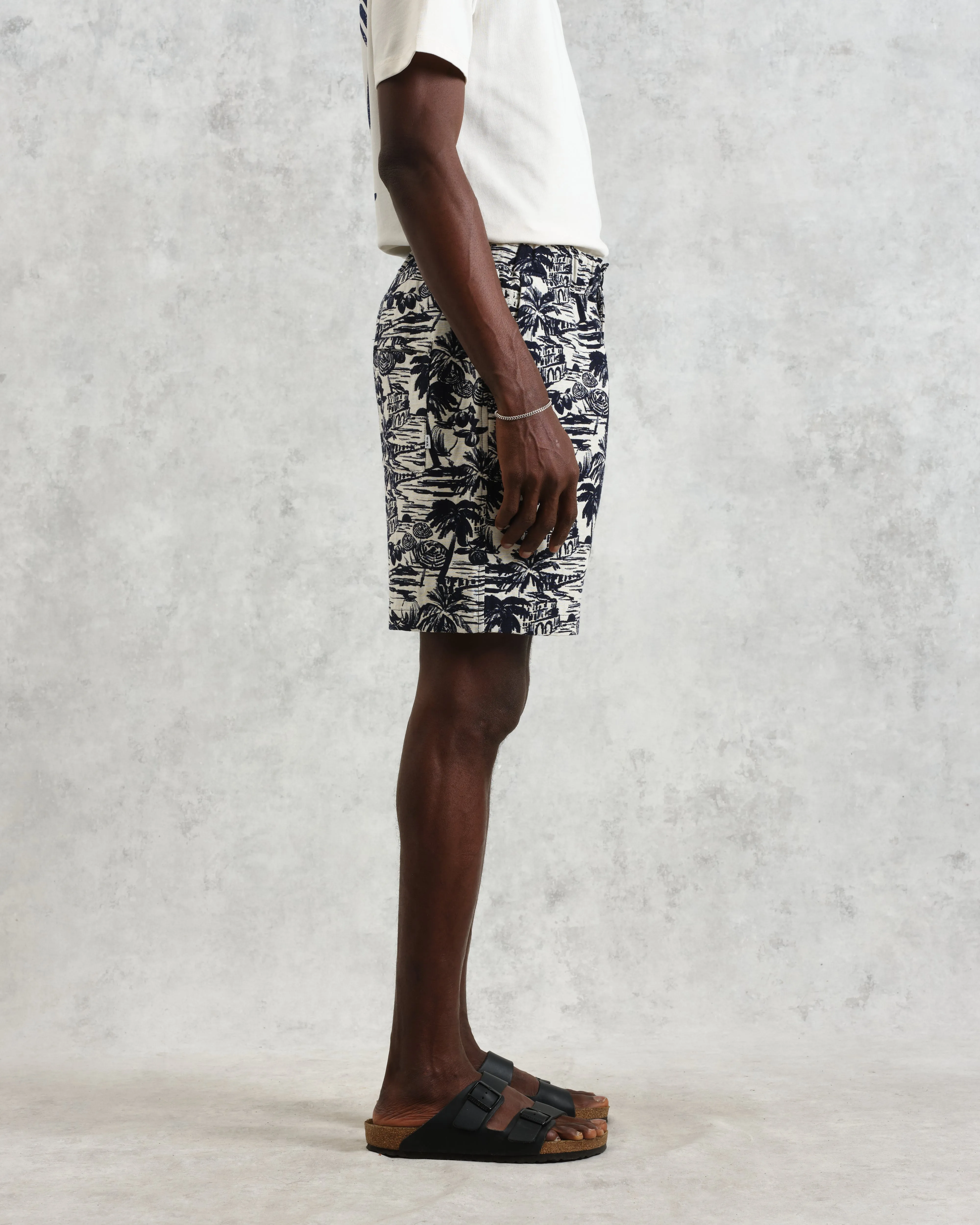 Kurt - Navy And Ecru Beach Jacquard Shorts sold by Wax London product image thumbnail 5