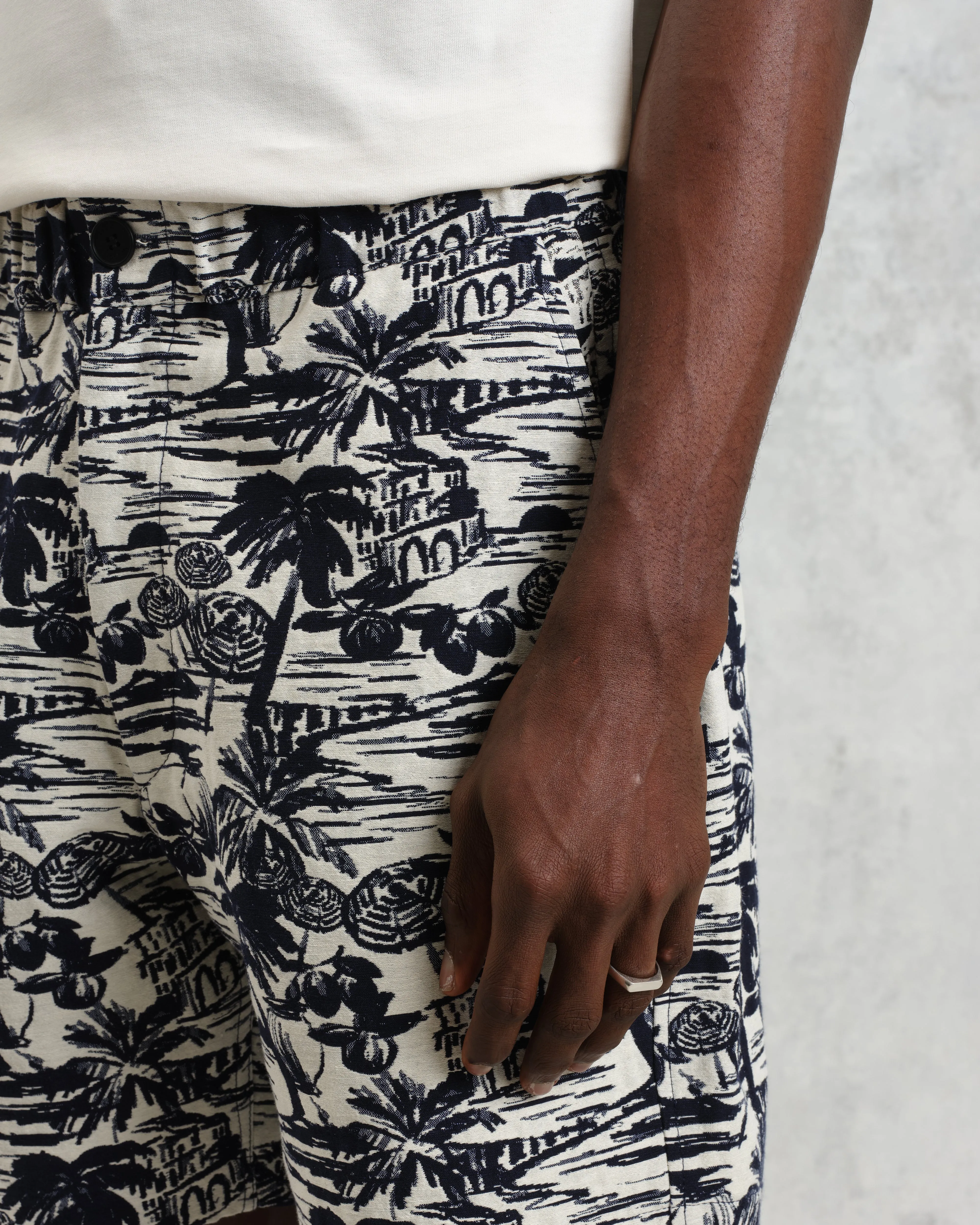 Kurt - Navy And Ecru Beach Jacquard Shorts sold by Wax London product image thumbnail 4