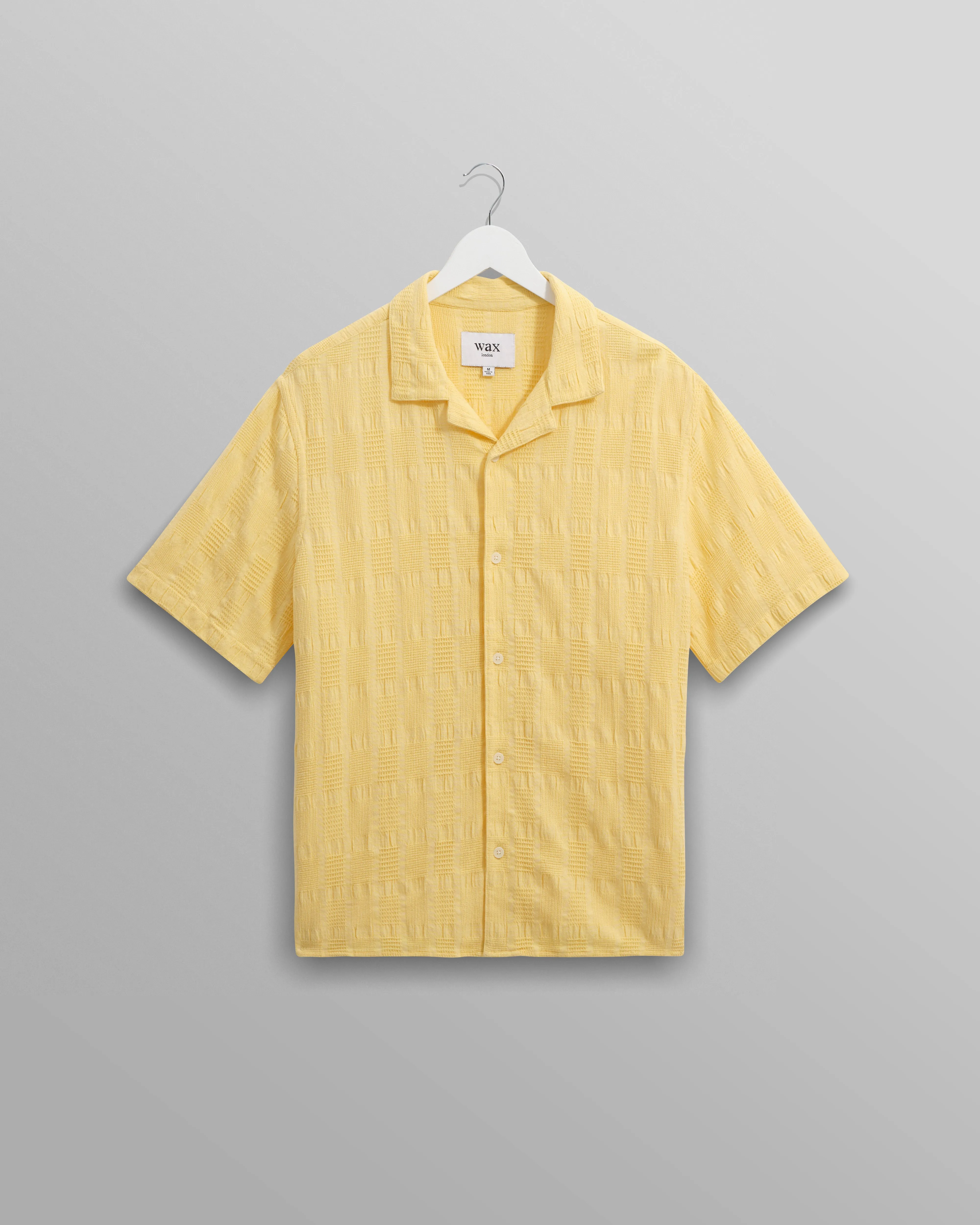 Didcot - Yellow Waffle Seersucker Cotton Short-Sleeve Shirt sold by Wax London