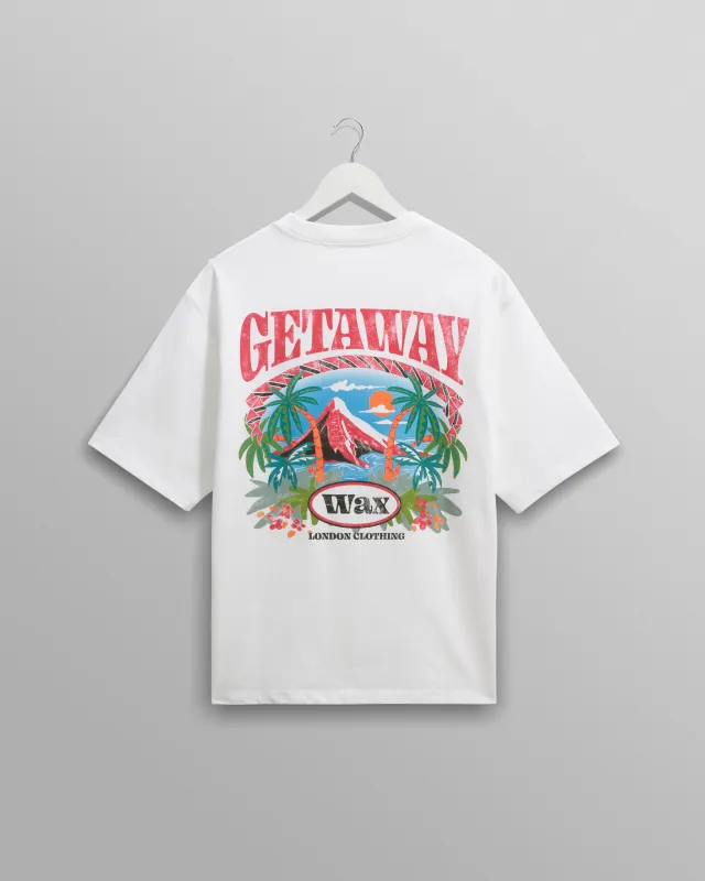 Milton - White Getaway Graphic Cotton T-Shirt sold by Wax London