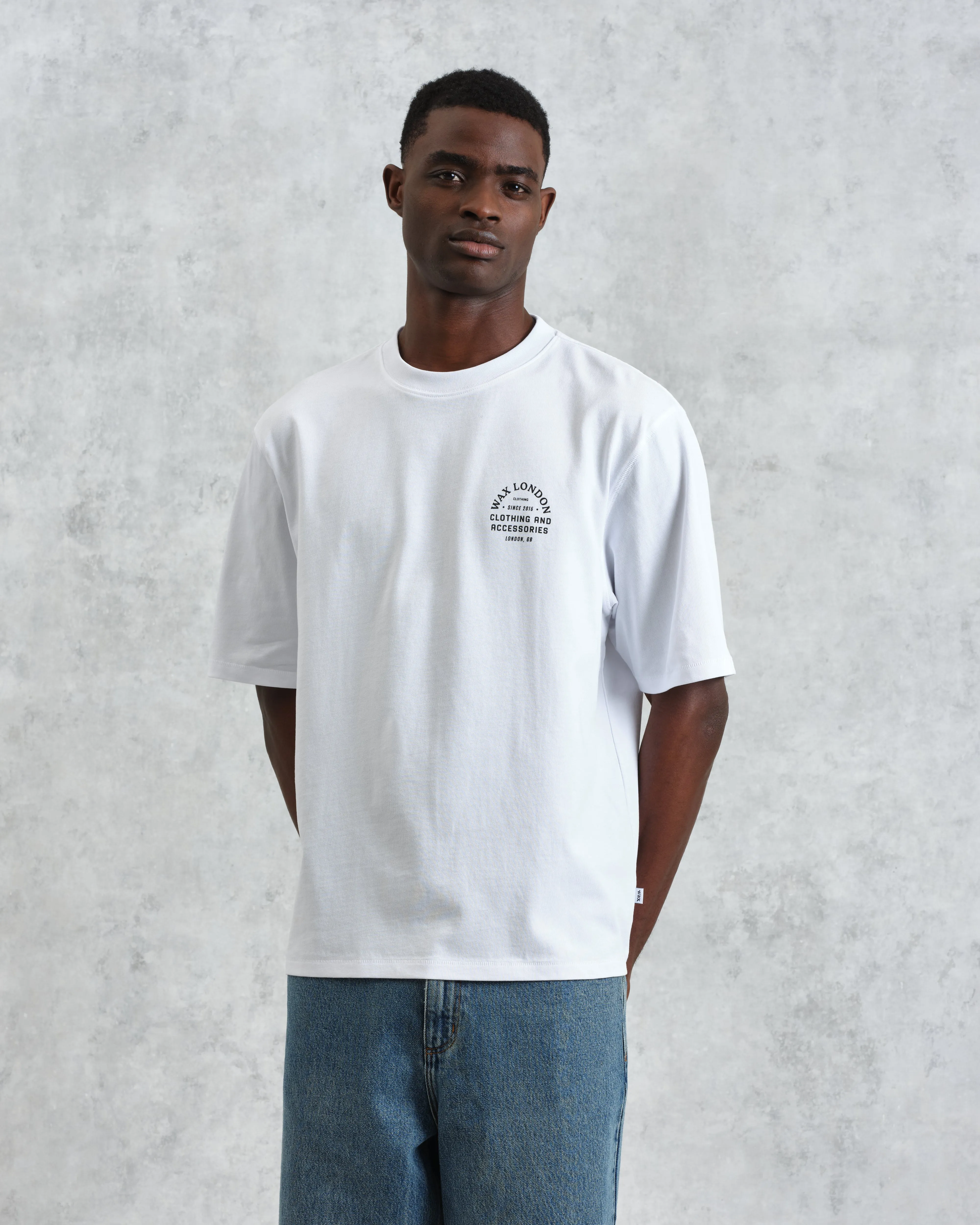 Milton - White Stacked Text Graphic Organic Cotton T-Shirt sold by Wax London product image thumbnail 3