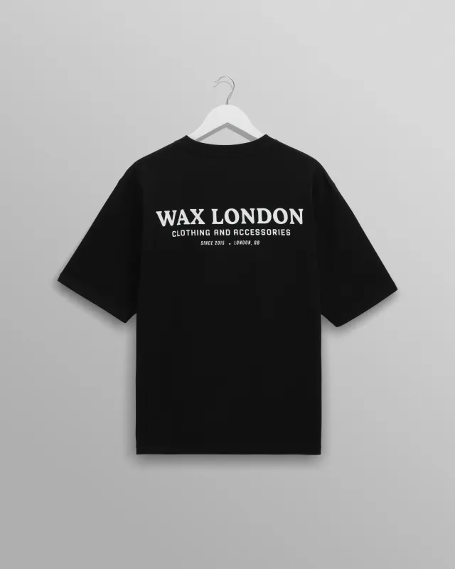 Milton - Black Stacked Text Graphic Organic Cotton T-Shirt sold by Wax London