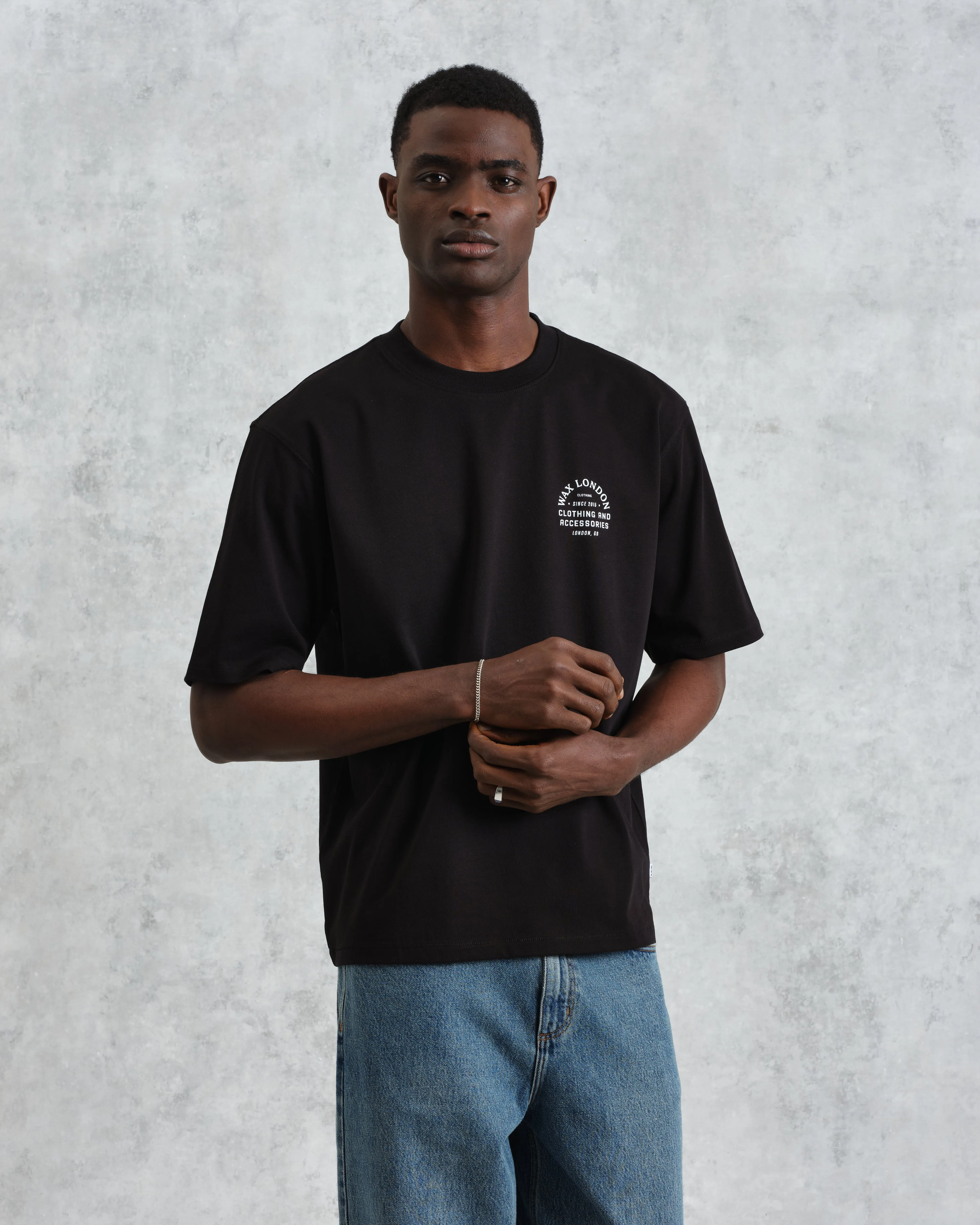 Milton - Black Stacked Text Graphic Organic Cotton T-Shirt sold by Wax London product image thumbnail 3