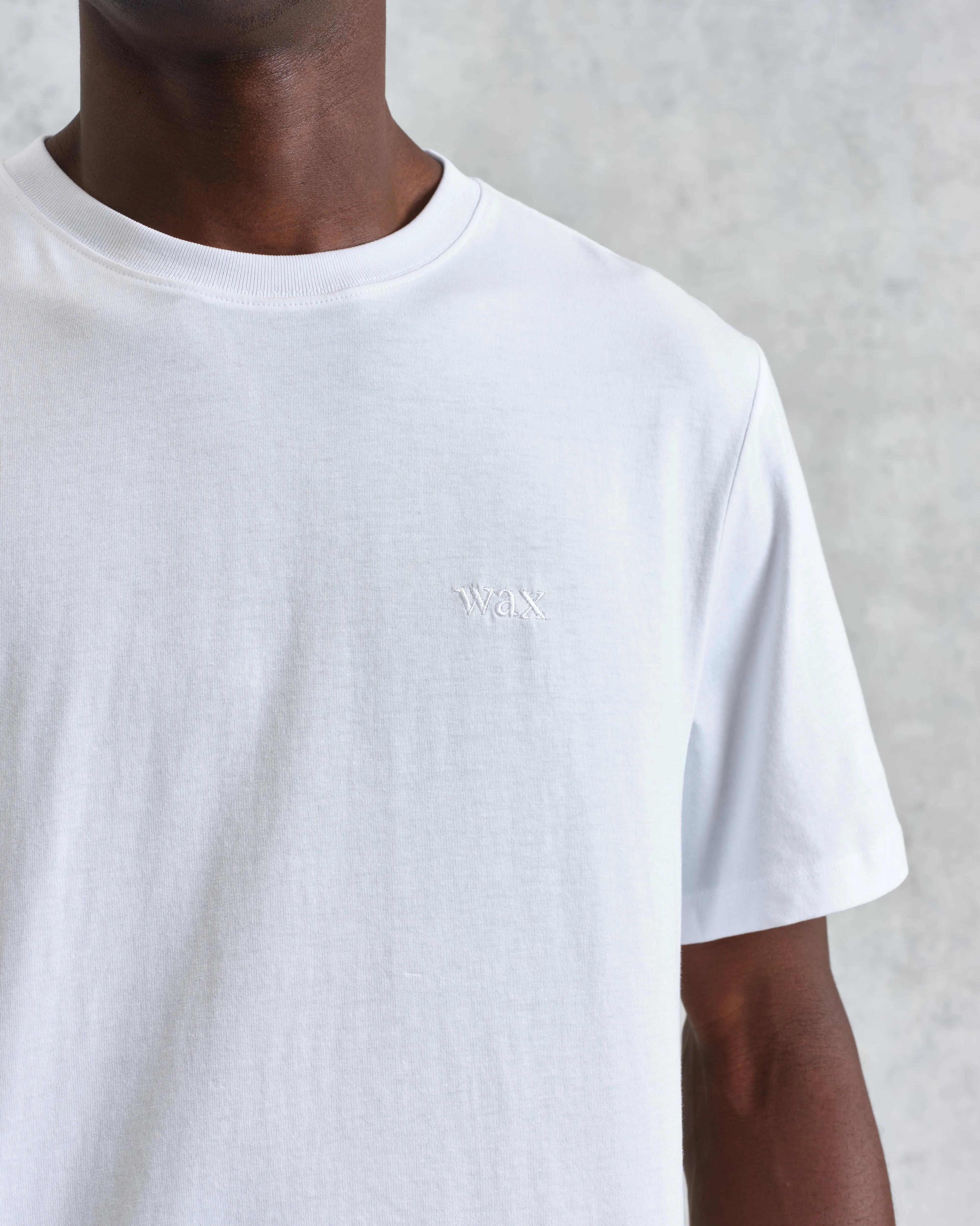 Dean - White Embroidered Logo Organic Cotton T-Shirt sold by Wax London product image thumbnail 3