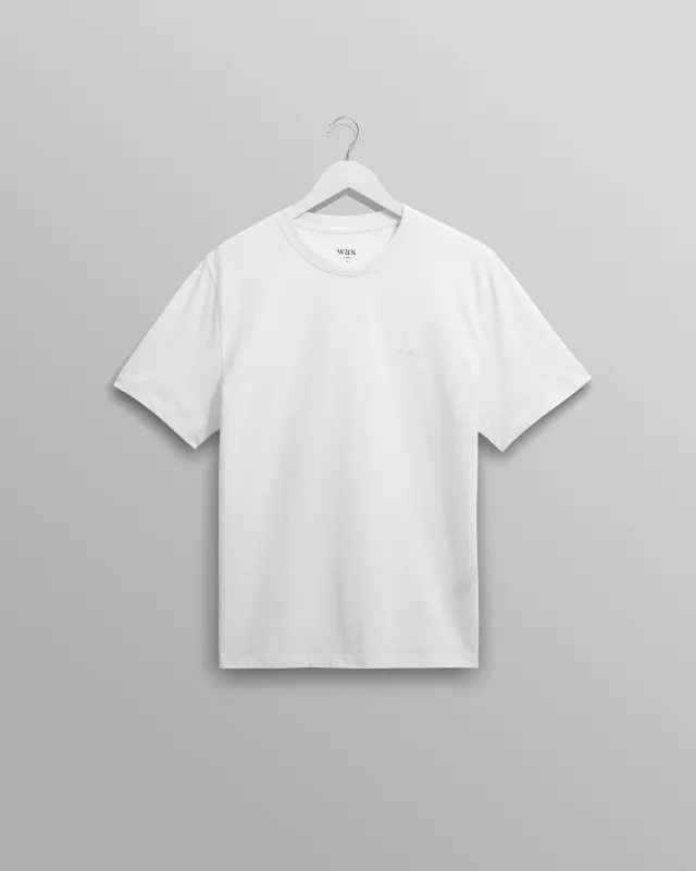 Dean - White Embroidered Logo Organic Cotton T-Shirt sold by Wax London