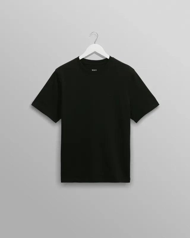 Dean - Black Embroidered Logo Organic Cotton T-Shirt sold by Wax London