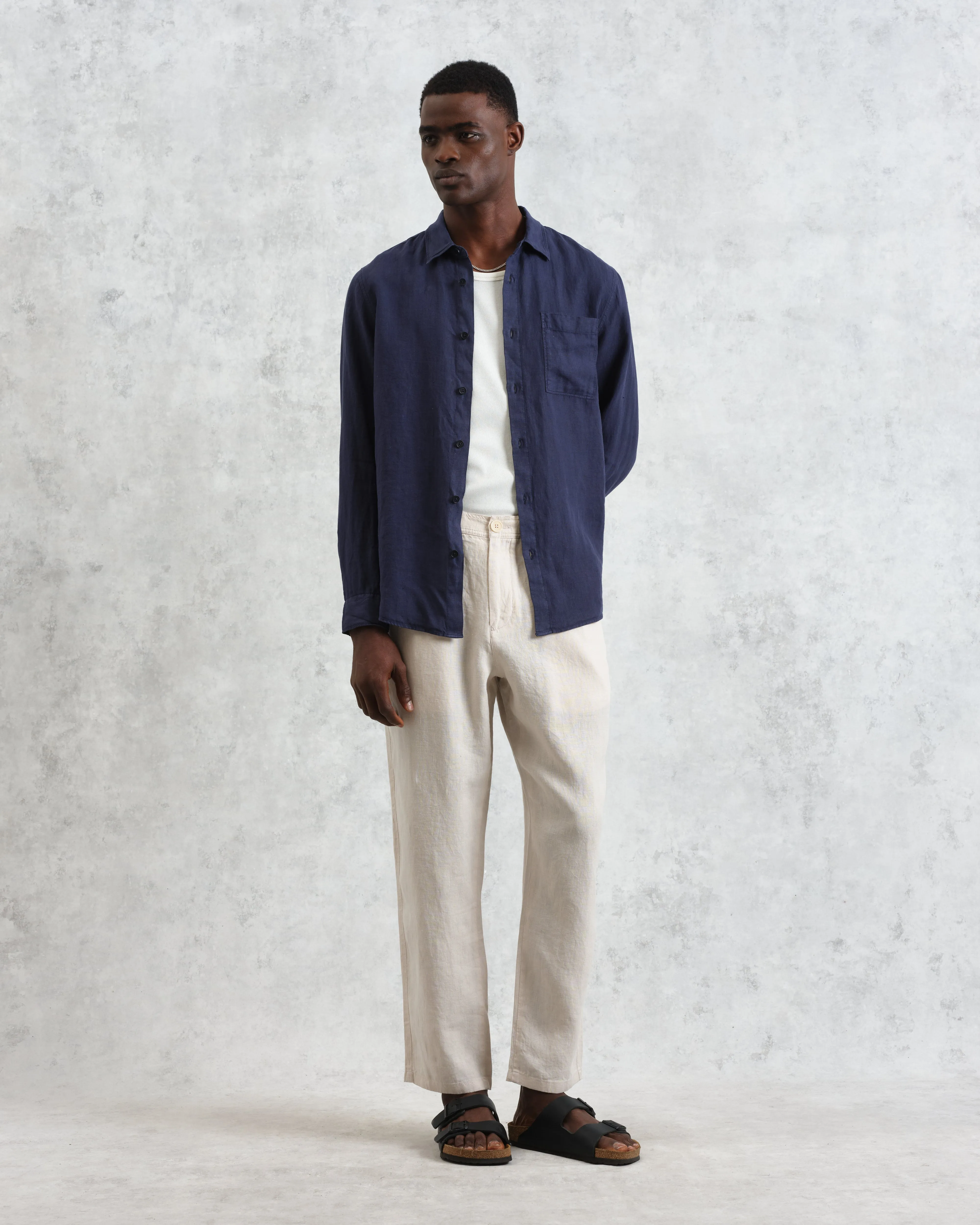 Rove - Navy Linen Shirt sold by Wax London product image thumbnail 5