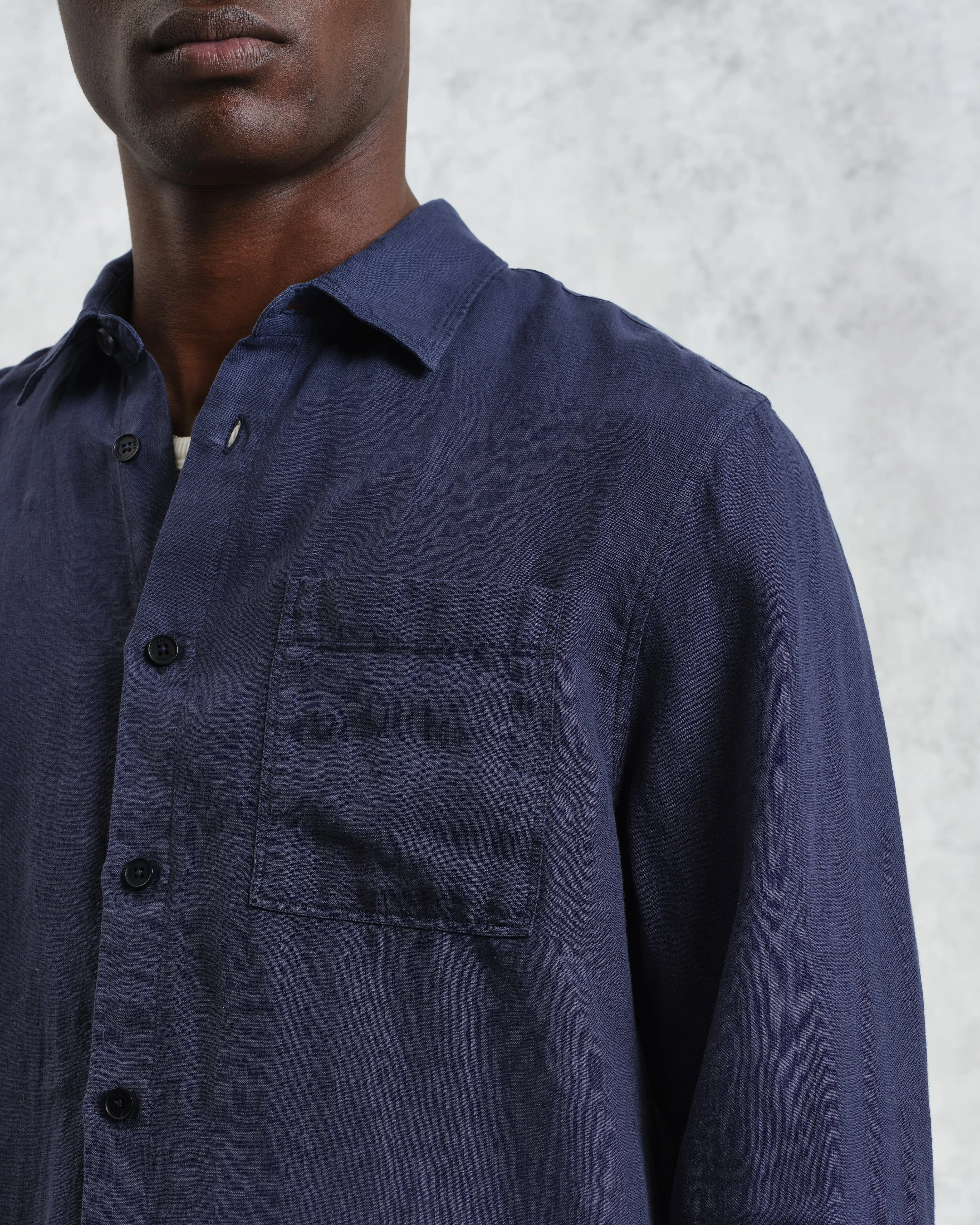 Rove - Navy Linen Shirt sold by Wax London product image thumbnail 4