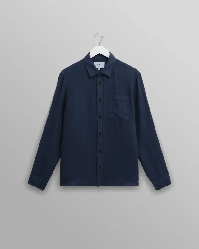 Rove - Navy Linen Shirt sold by Wax London