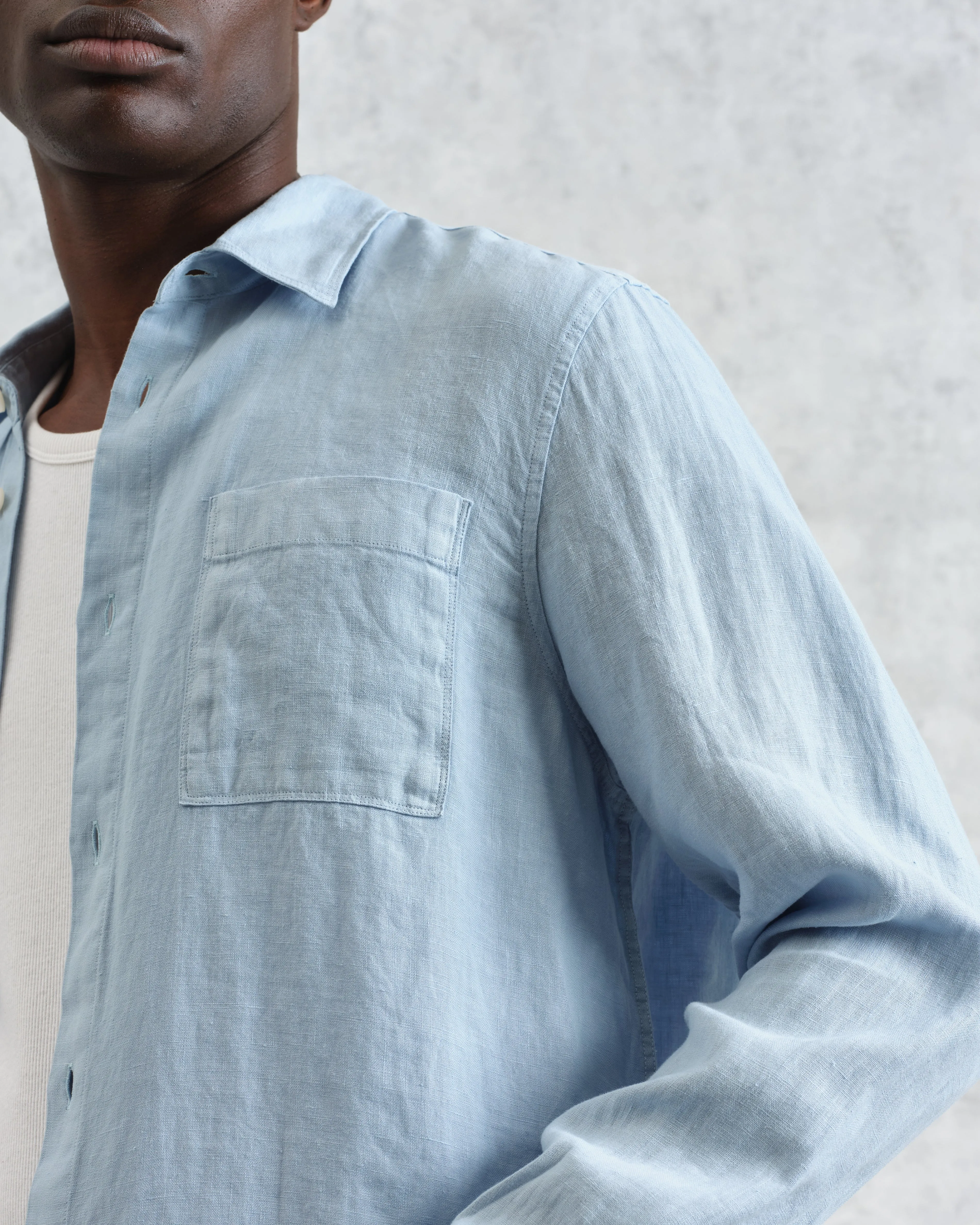 Rove - Light Blue Linen Shirt sold by Wax London product image thumbnail 3