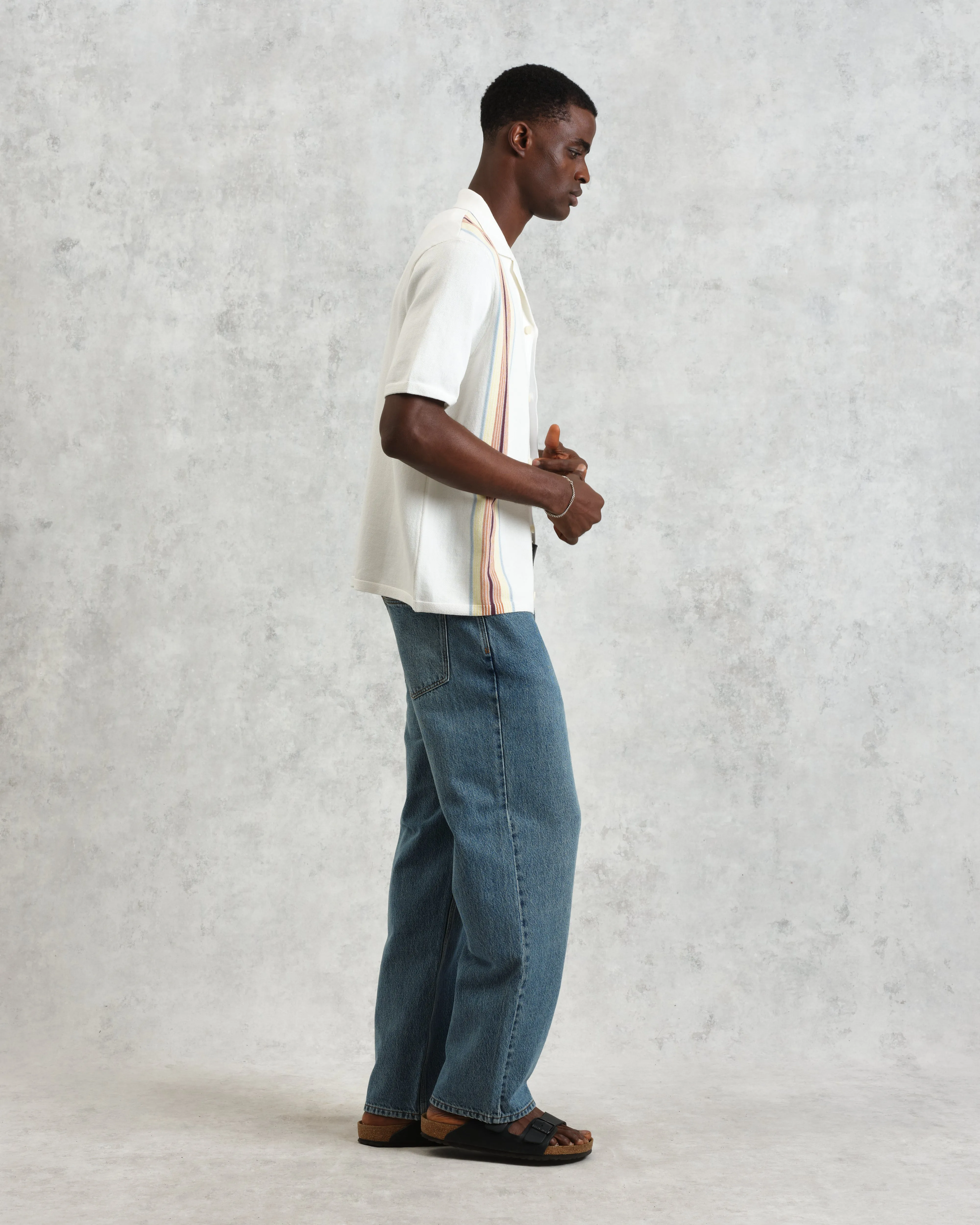 Ivy - Ecru And Multicolour Striped Cotton Polo Shirt sold by Wax London product image thumbnail 5