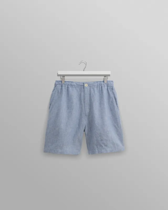 Kurt - Blue Two-Tone Linen Shorts sold by Wax London