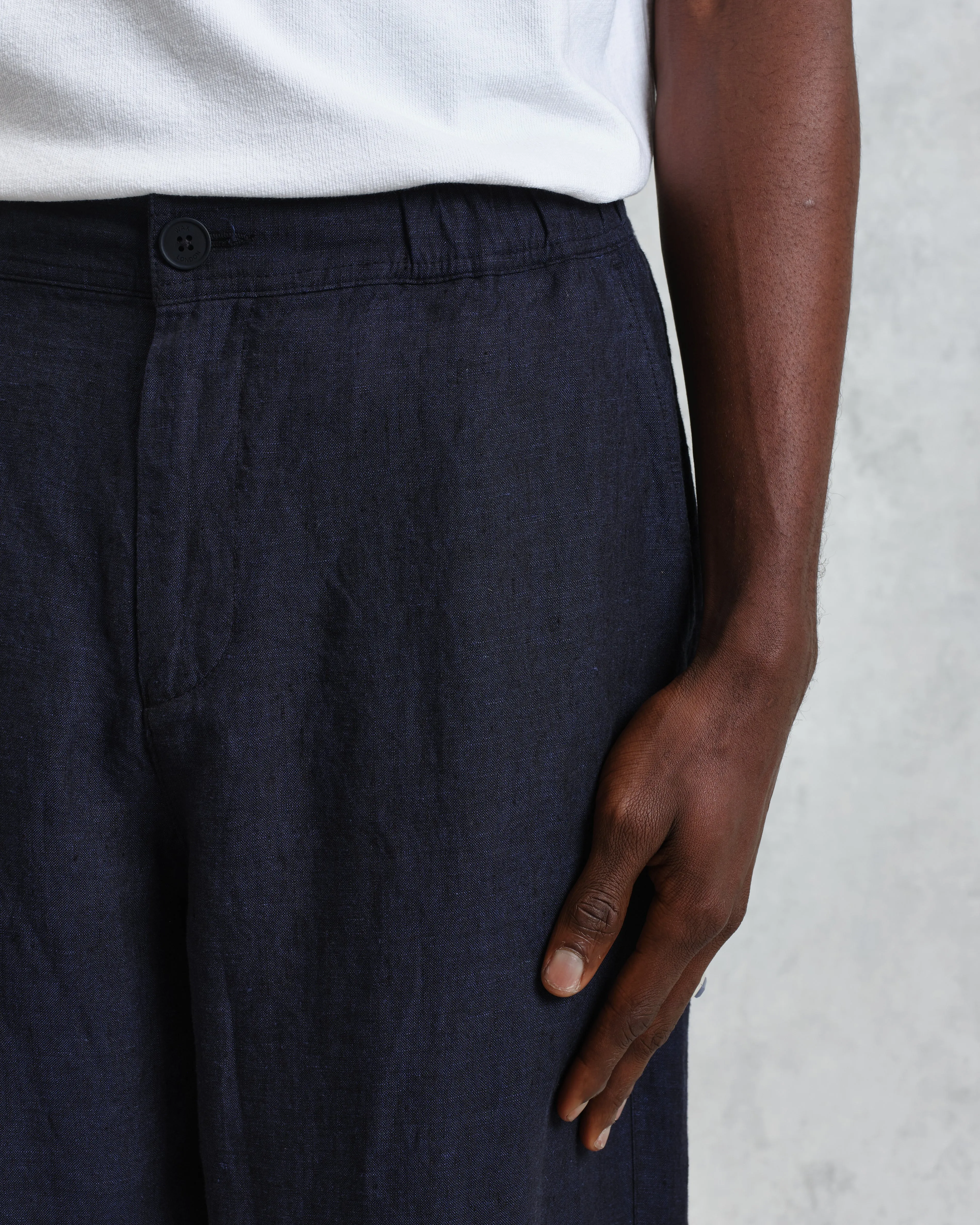 Glencoe - Navy Two-Tone Linen Trousers sold by Wax London product image thumbnail 4