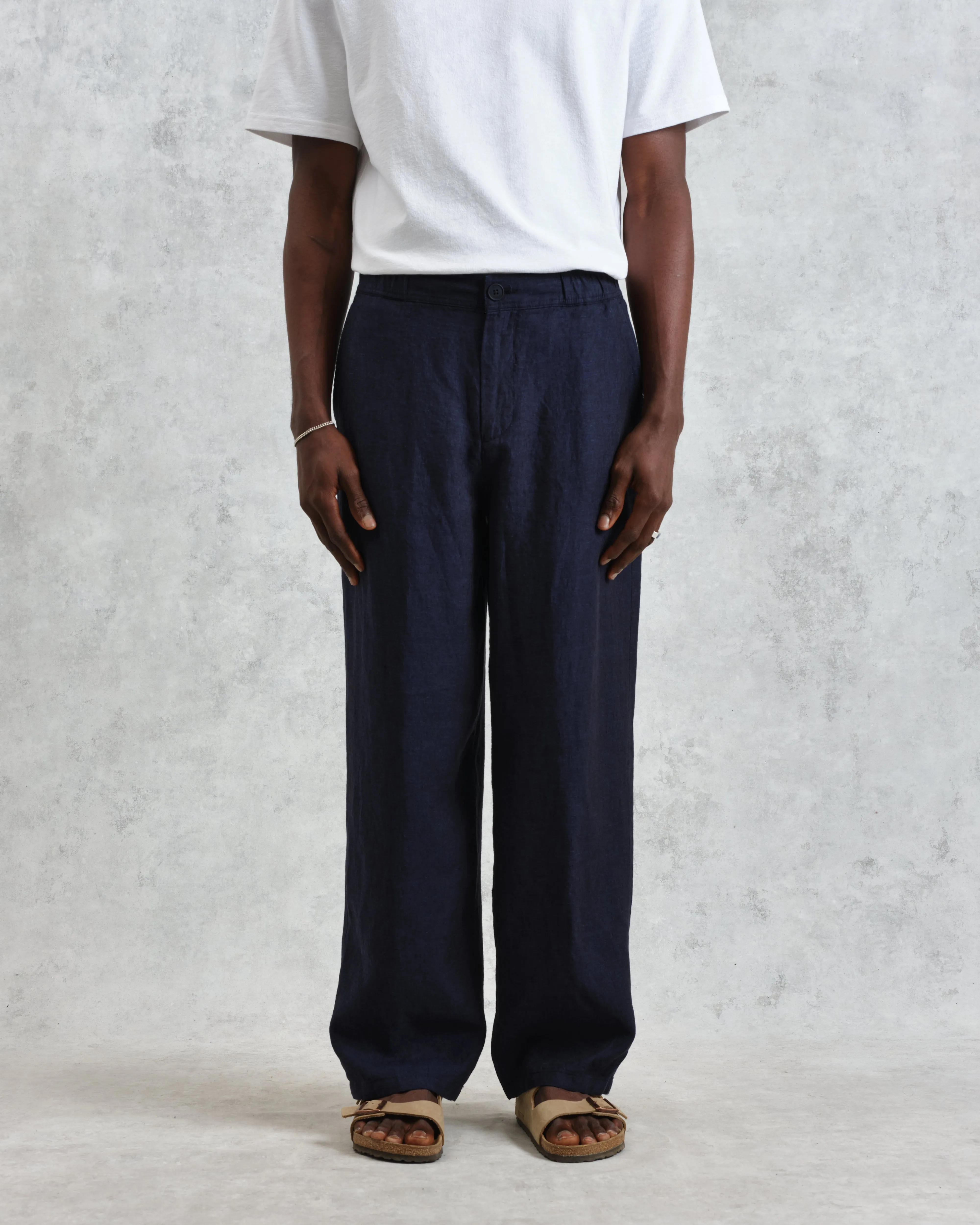 Glencoe - Navy Two-Tone Linen Trousers sold by Wax London product image thumbnail 3