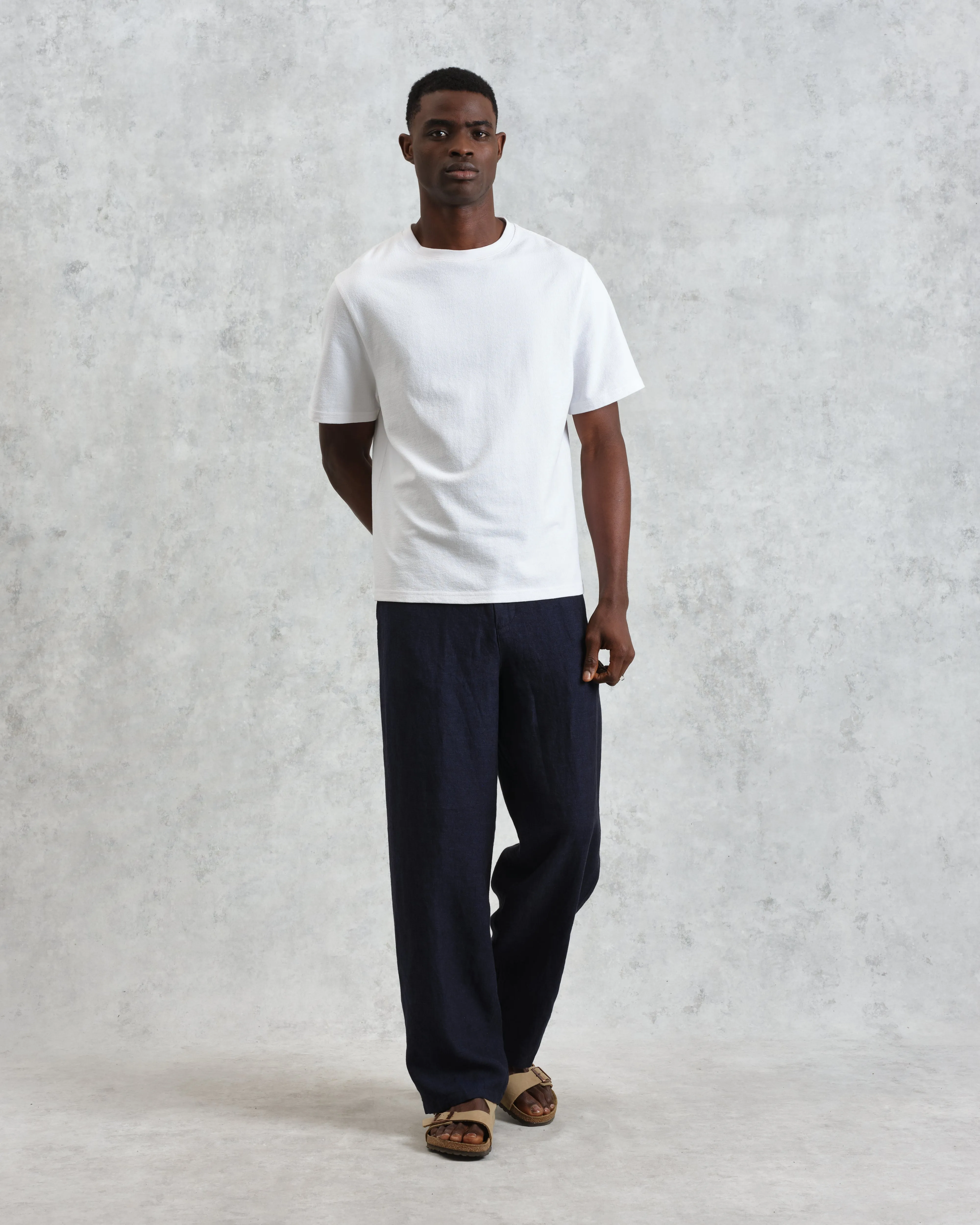 Glencoe - Navy Two-Tone Linen Trousers sold by Wax London product image thumbnail 2