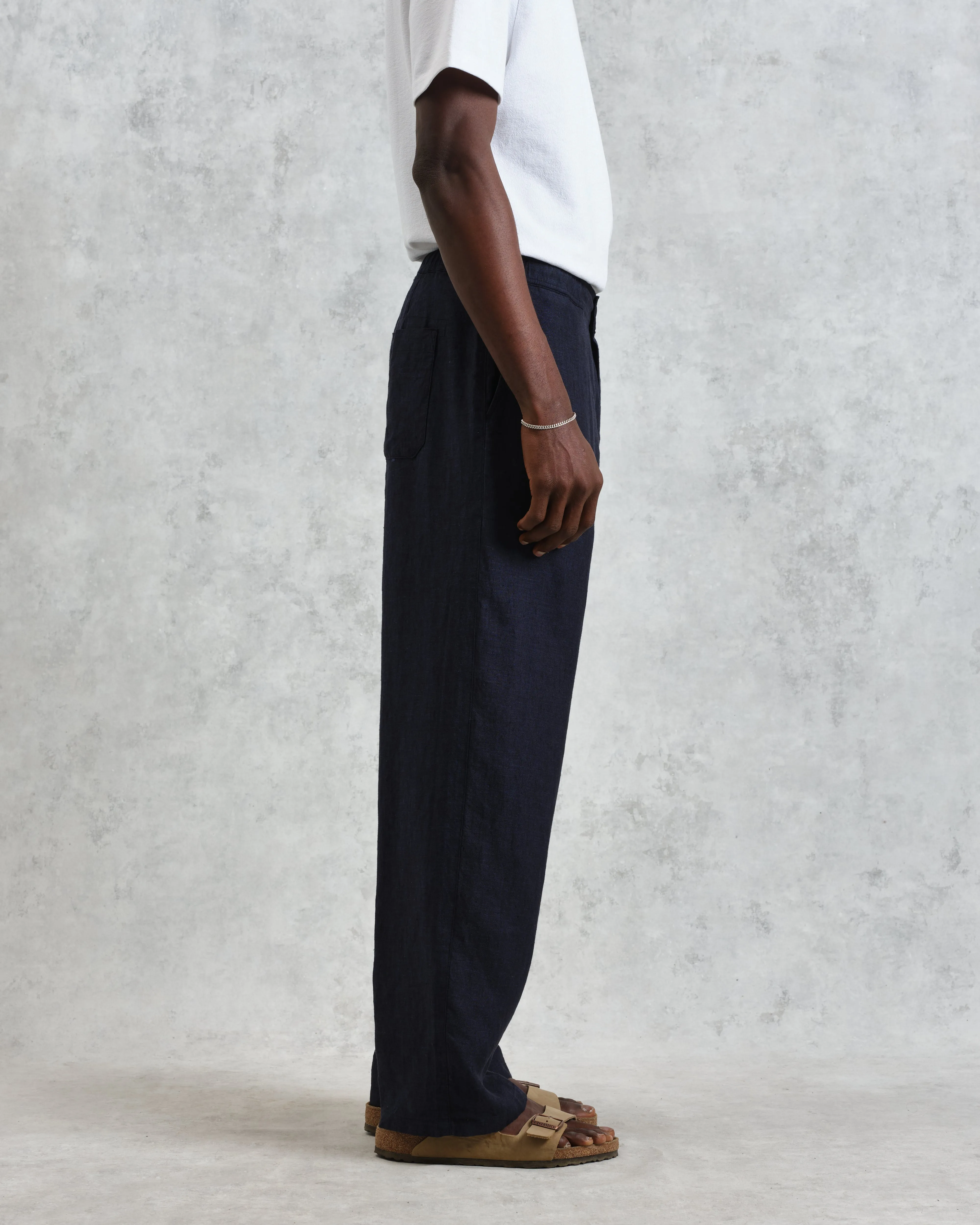 Glencoe - Navy Two-Tone Linen Trousers sold by Wax London product image thumbnail 5