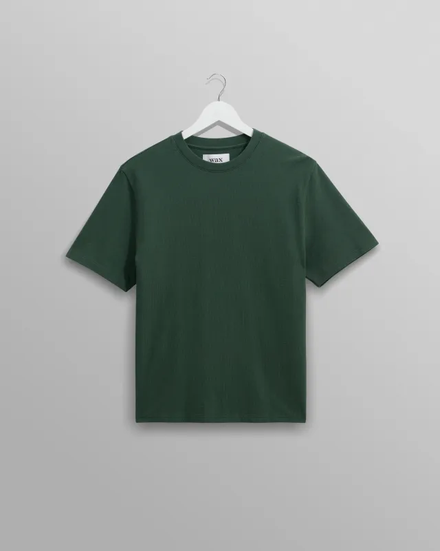 Dean - Dark Green Textured Organic Cotton T-Shirt sold by Wax London