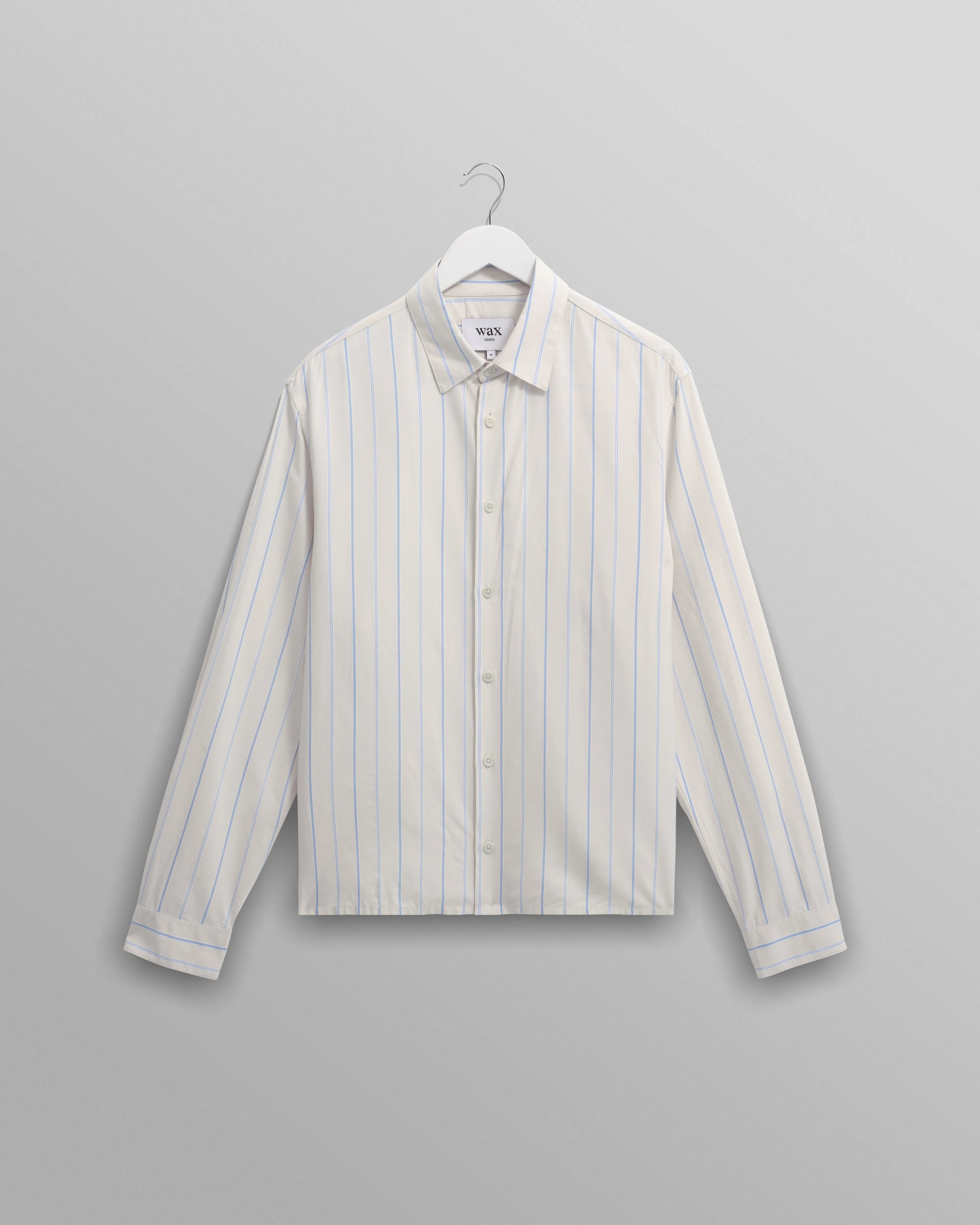 Halcomb - Ecru Stripe Portuguese Viscose Shirt sold by Wax London