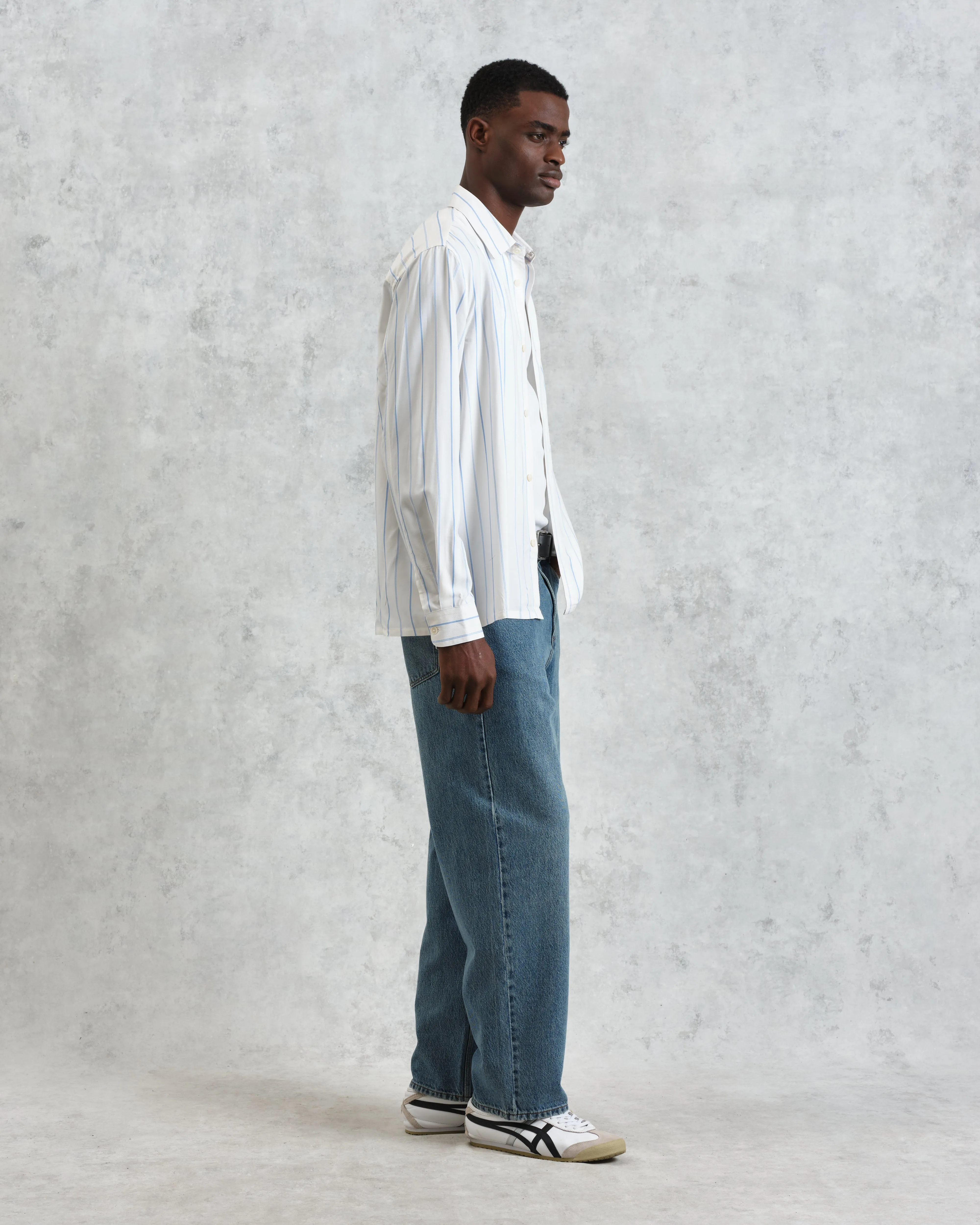 Halcomb - Ecru Stripe Portuguese Viscose Shirt sold by Wax London product image thumbnail 5