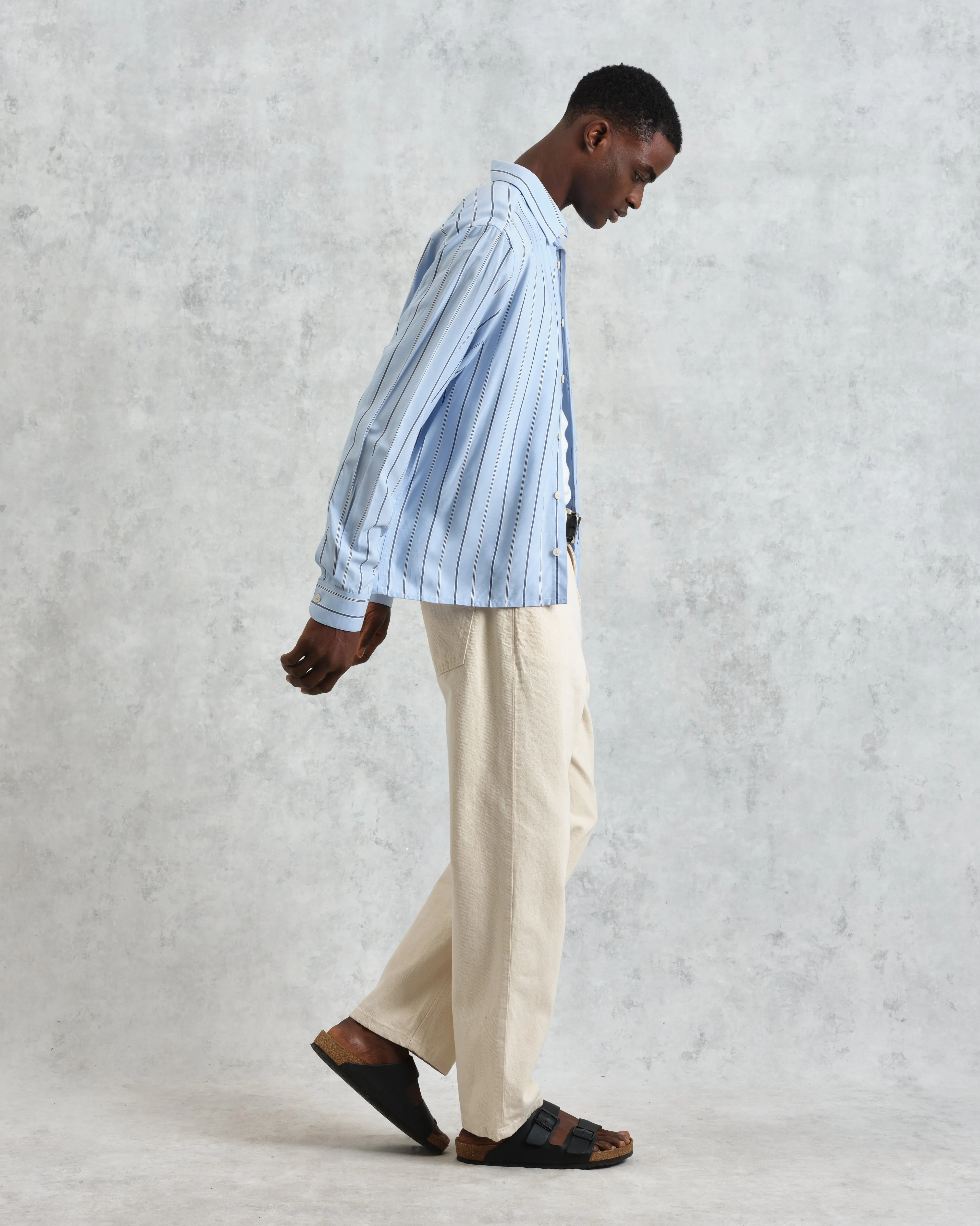 Halcomb - Blue Stripe Viscose Shirt sold by Wax London product image thumbnail 5