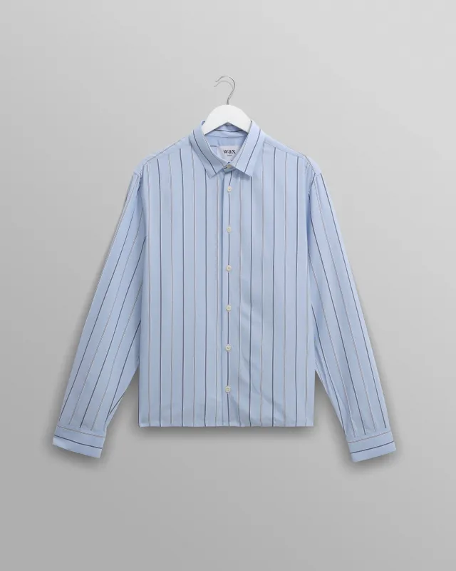 Halcomb - Blue Stripe Viscose Shirt sold by Wax London