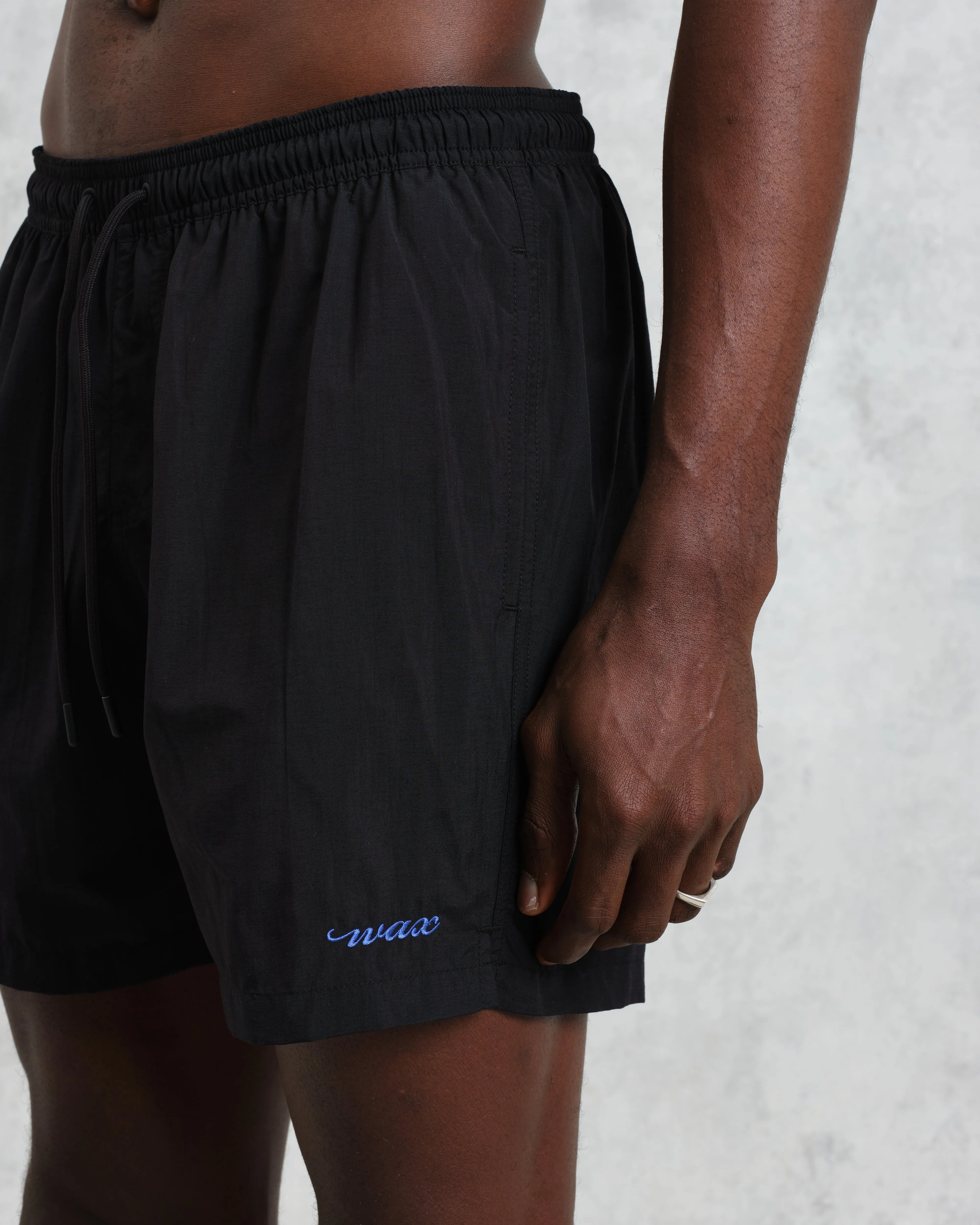 Brockwell - Black Logo Swim Shorts sold by Wax London product image thumbnail 4