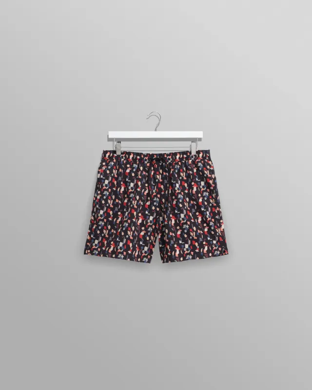Brockwell - Black Geometric Logo Swim Shorts made by Wax London