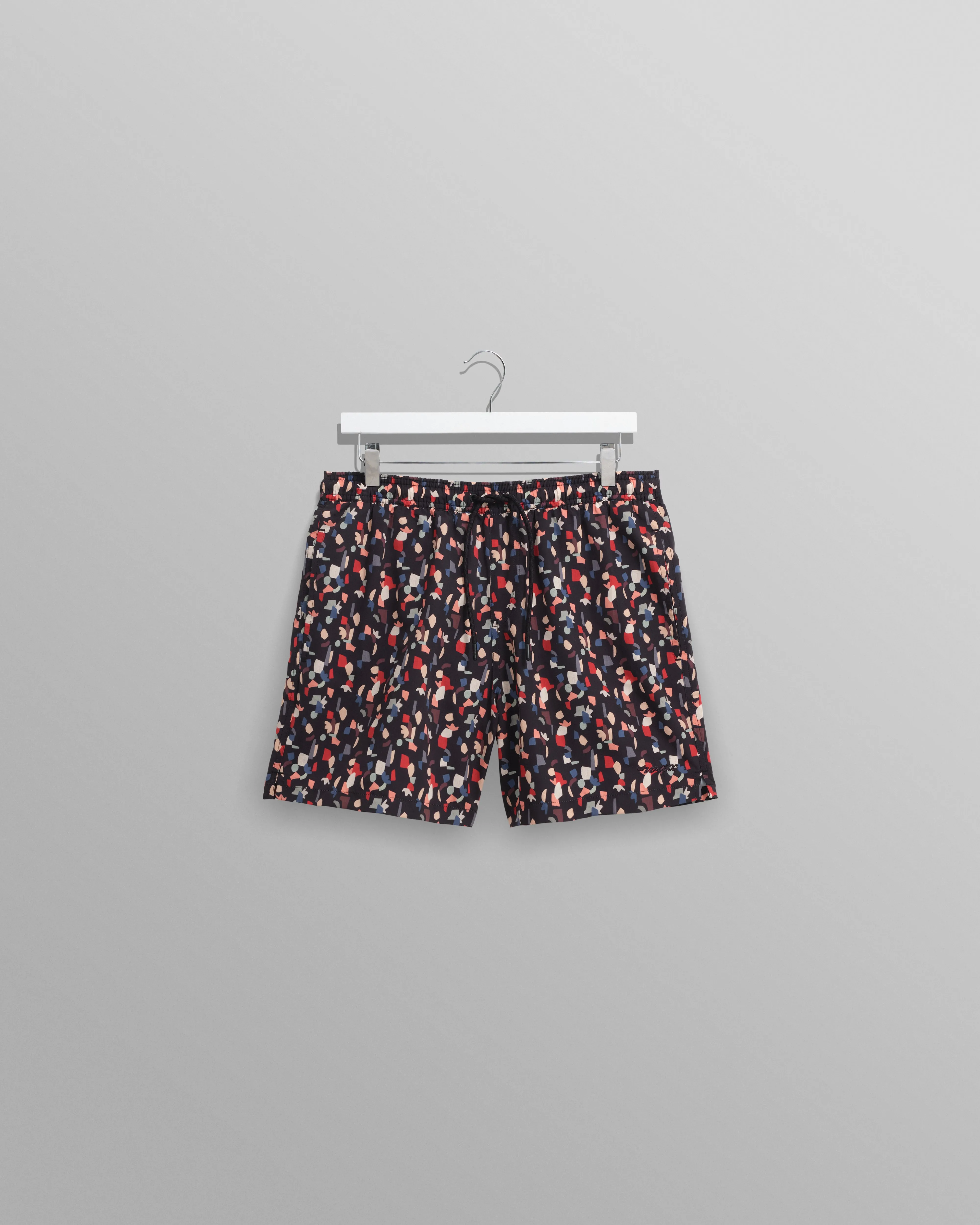 Brockwell - Black Geometric Logo Swim Shorts sold by Wax London