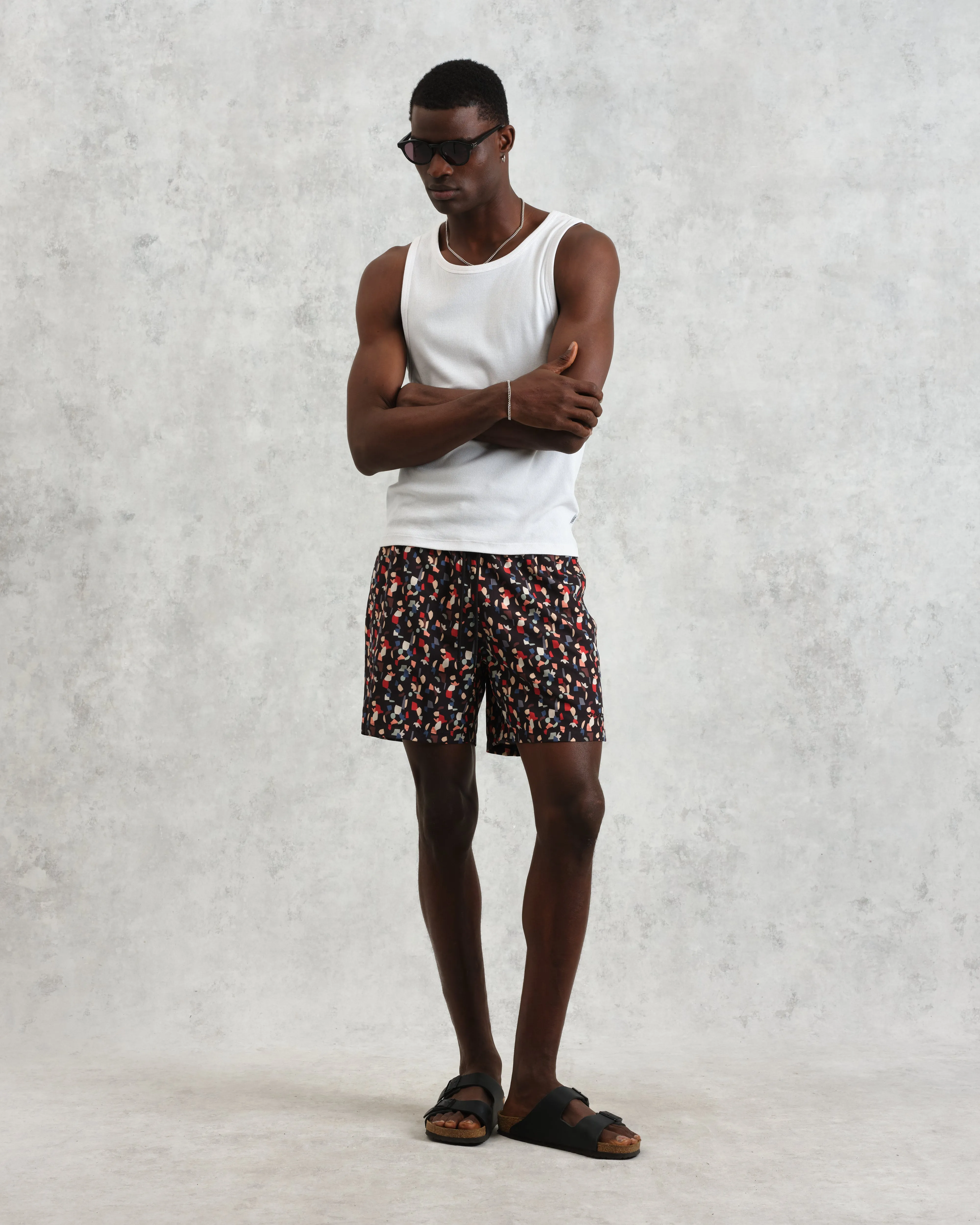Brockwell - Black Geometric Logo Swim Shorts sold by Wax London product image thumbnail 2