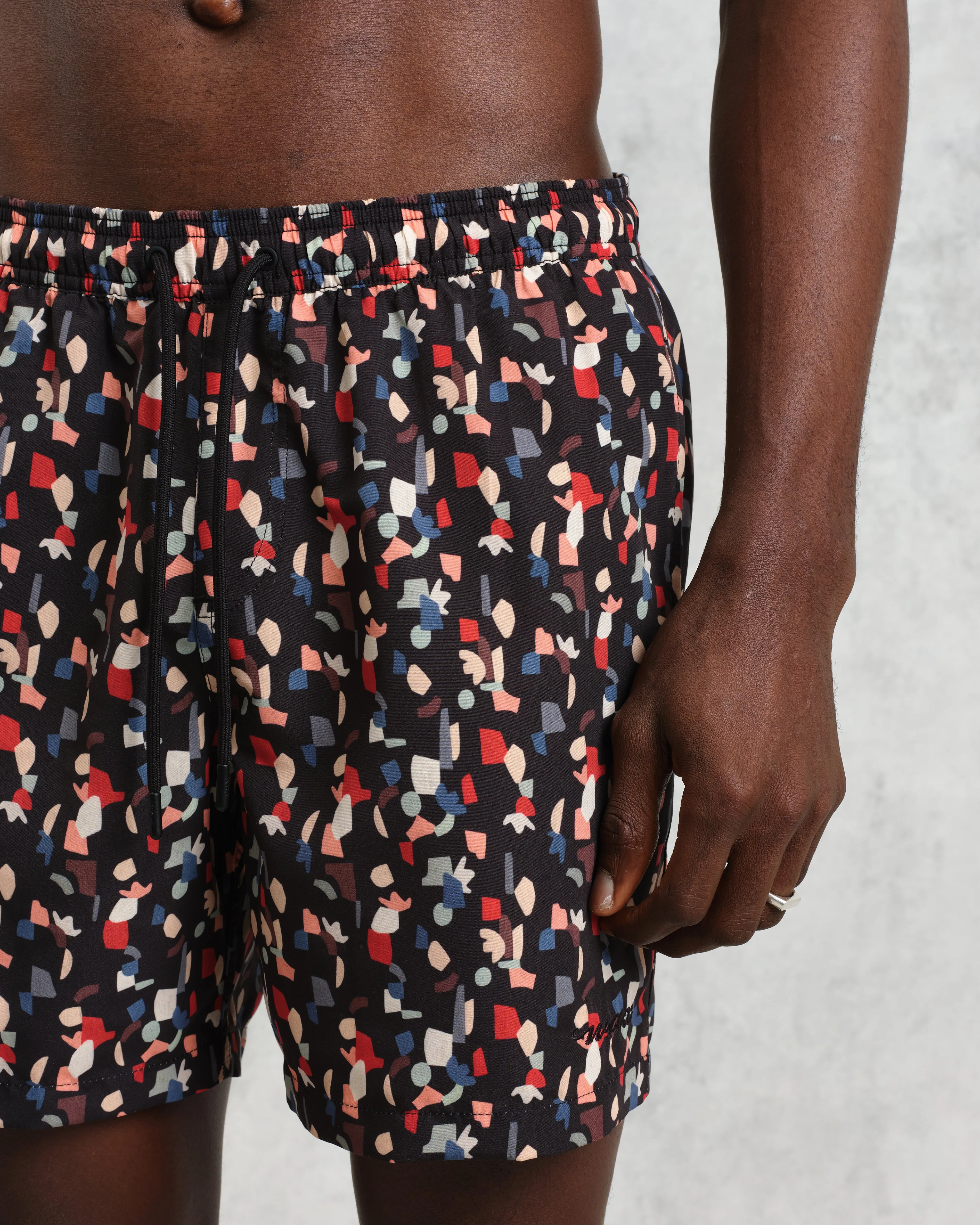 Brockwell - Black Geometric Logo Swim Shorts sold by Wax London product image thumbnail 4